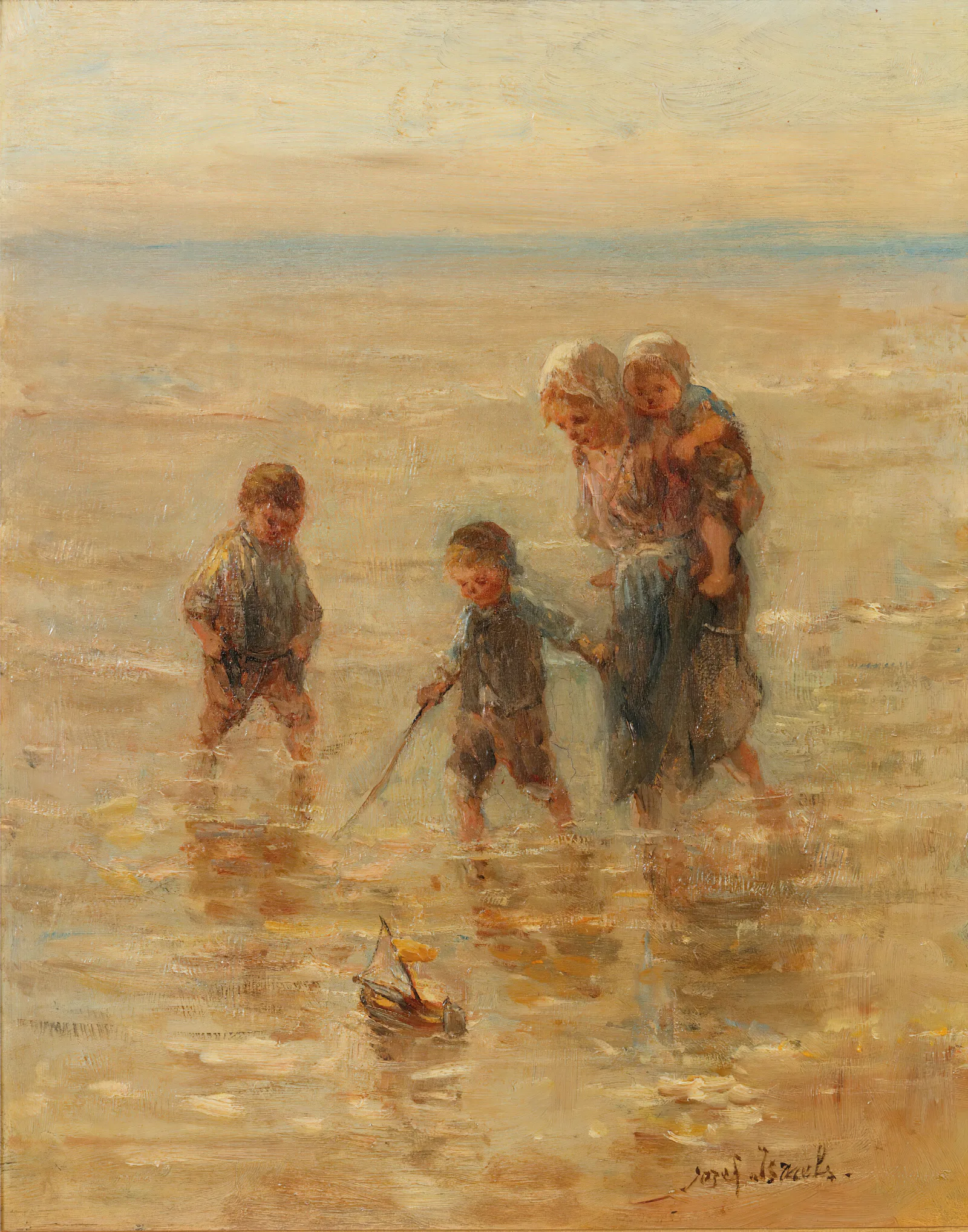 Children Playing In The Surf Wall Art by Jozef Israëls - Canvas Print