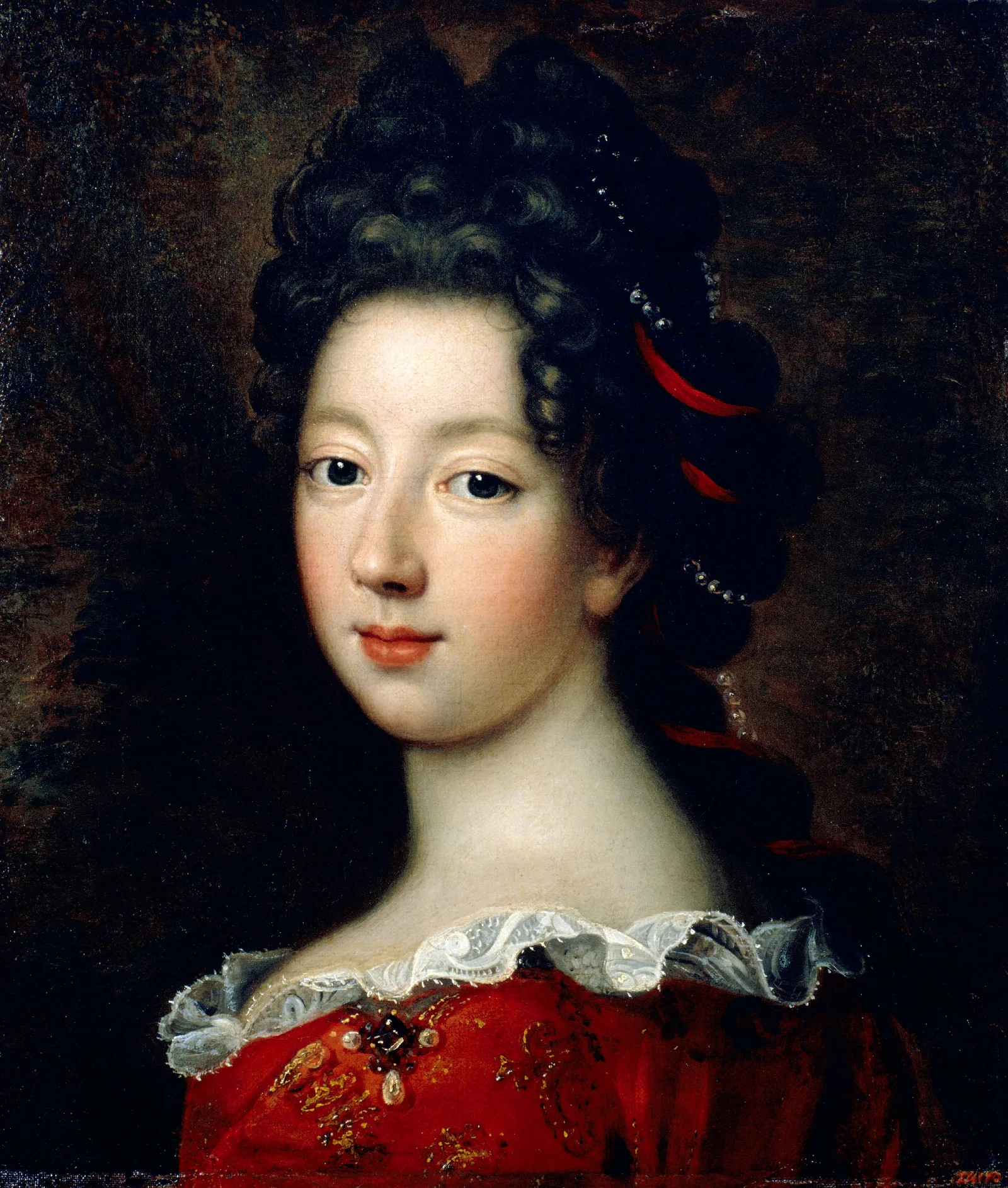 Louise Francoise De Bourbon Mademoiselle De Nantes Wall Art by Jean-François de Troy - Canvas Print