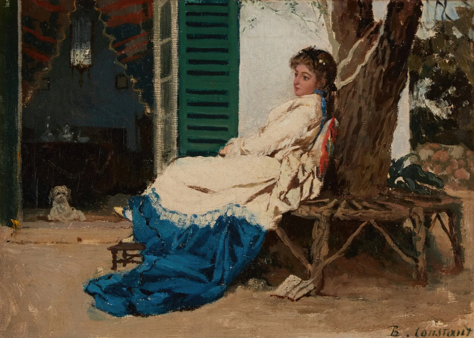 Young Woman In A Garden Wall Art by Jean-Joseph-Benjamin Constant - Canvas Print