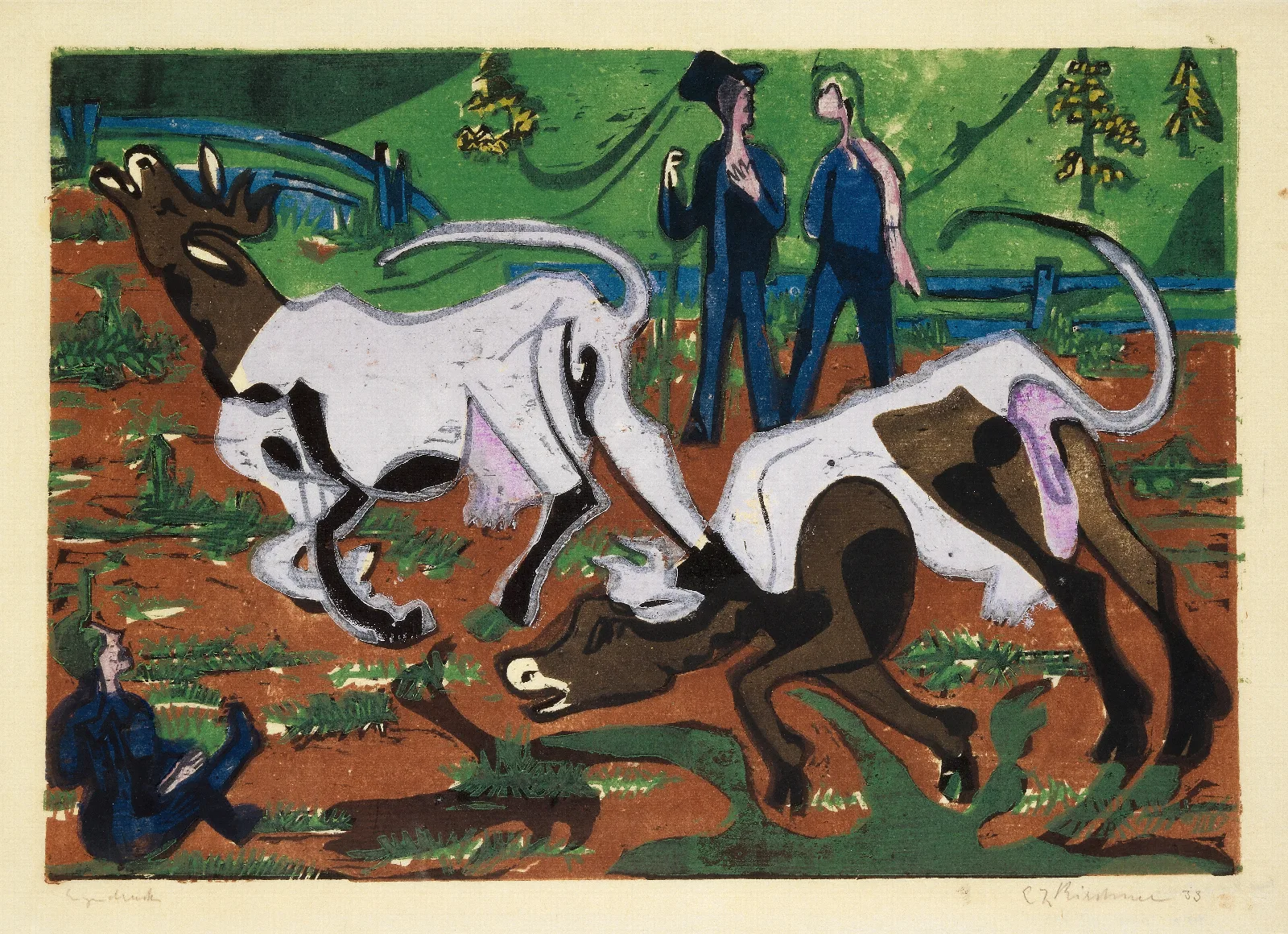 Kuhe Im Fruhling Wall Art by Ernst Ludwig Kirchner - Canvas Print