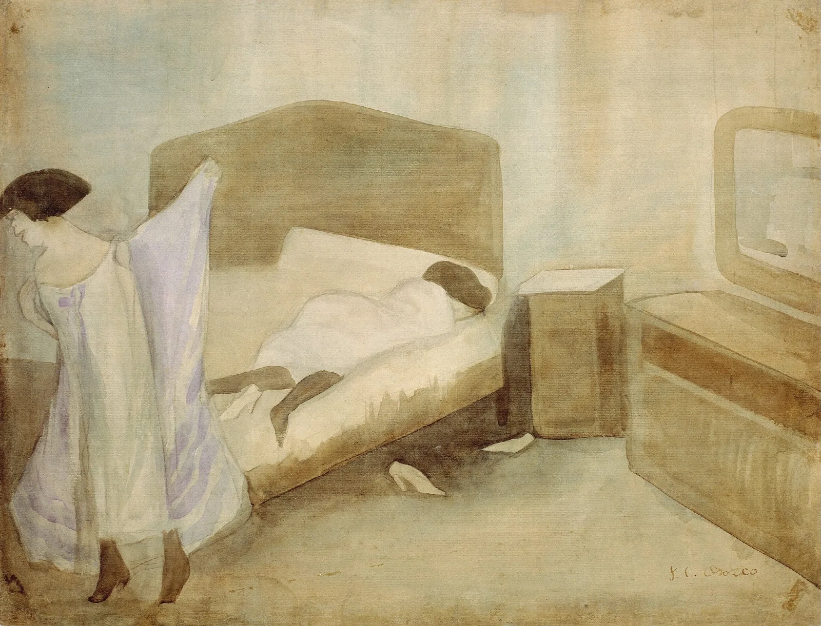 The Bedroom 3 Wall Art by José Clemente Orozco - Canvas Print