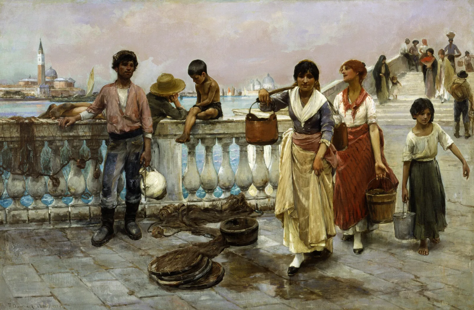 Water Carriers Venice Wall Art by Thomas Wilmer Dewing - Canvas Print