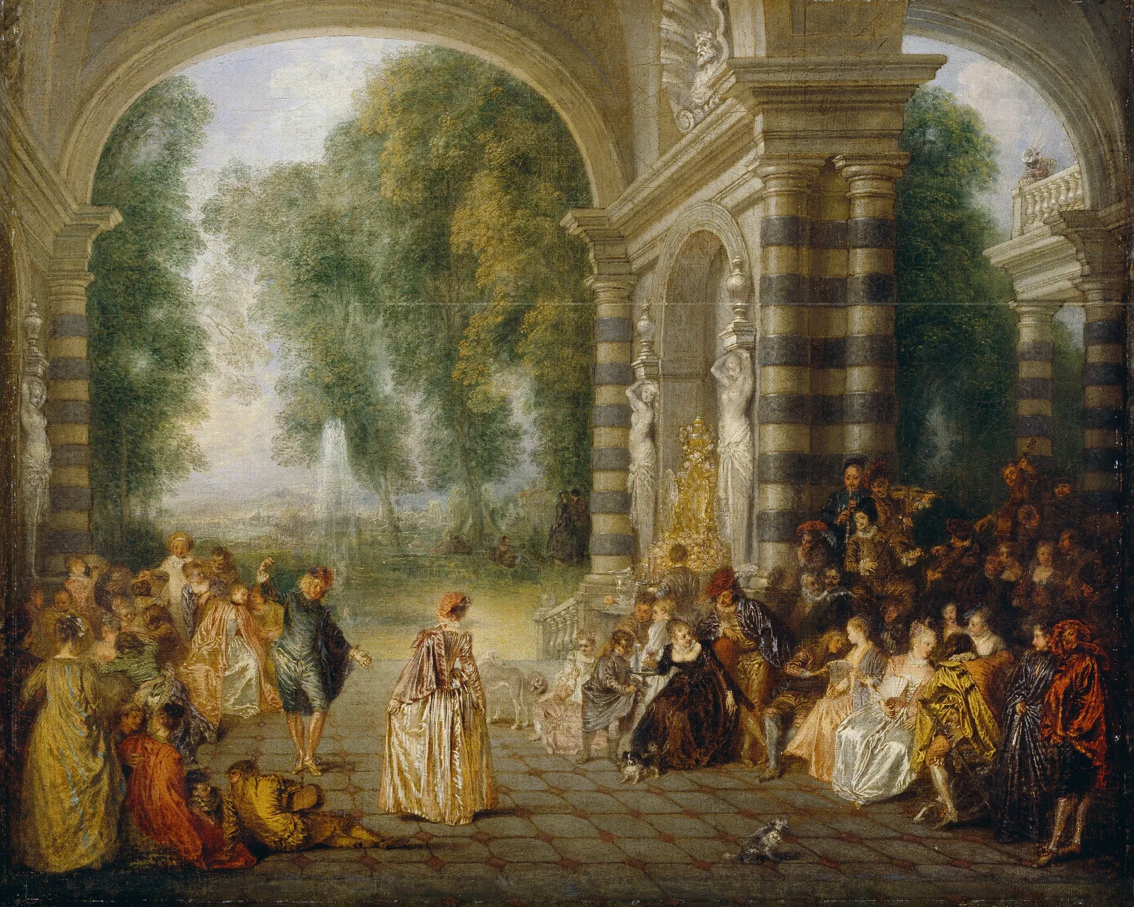 Les Plaisirs Du Bal Wall Art by Jean-Antoine Watteau - Canvas Print