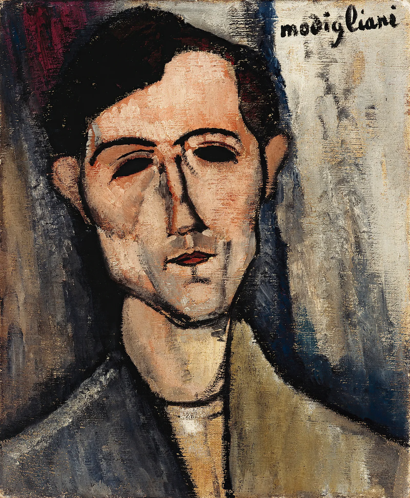 A Man Wall Art by Amedeo Modigliani - Canvas Print
