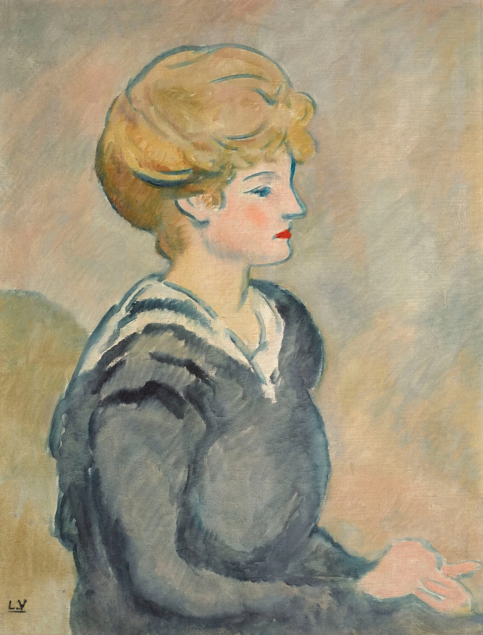 Jeune Femme A La Mariniere Wall Art by Louis Valtat - Canvas Print