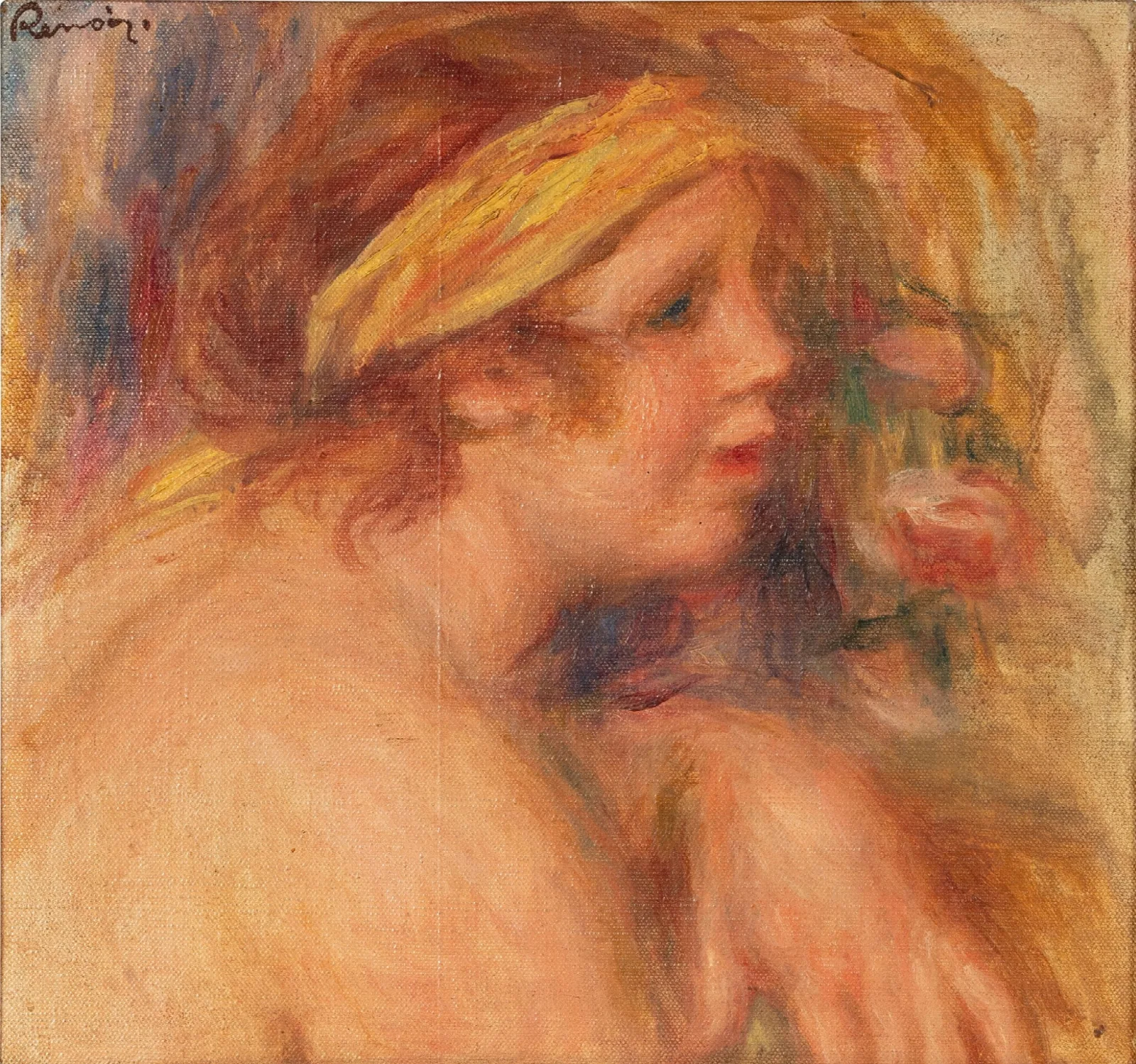 Andree Au Turban Jaune Fragment Wall Art by Pierre-Auguste Renoir - Canvas Print