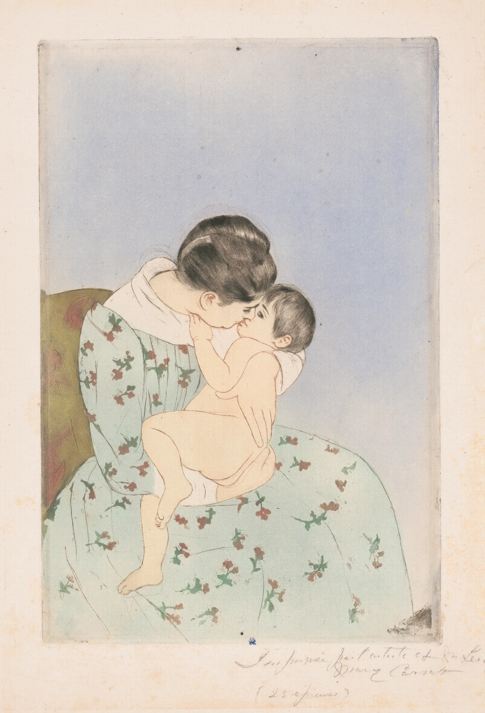 Mothers Kiss 2 Wall Art by Mary Cassatt - Canvas Print