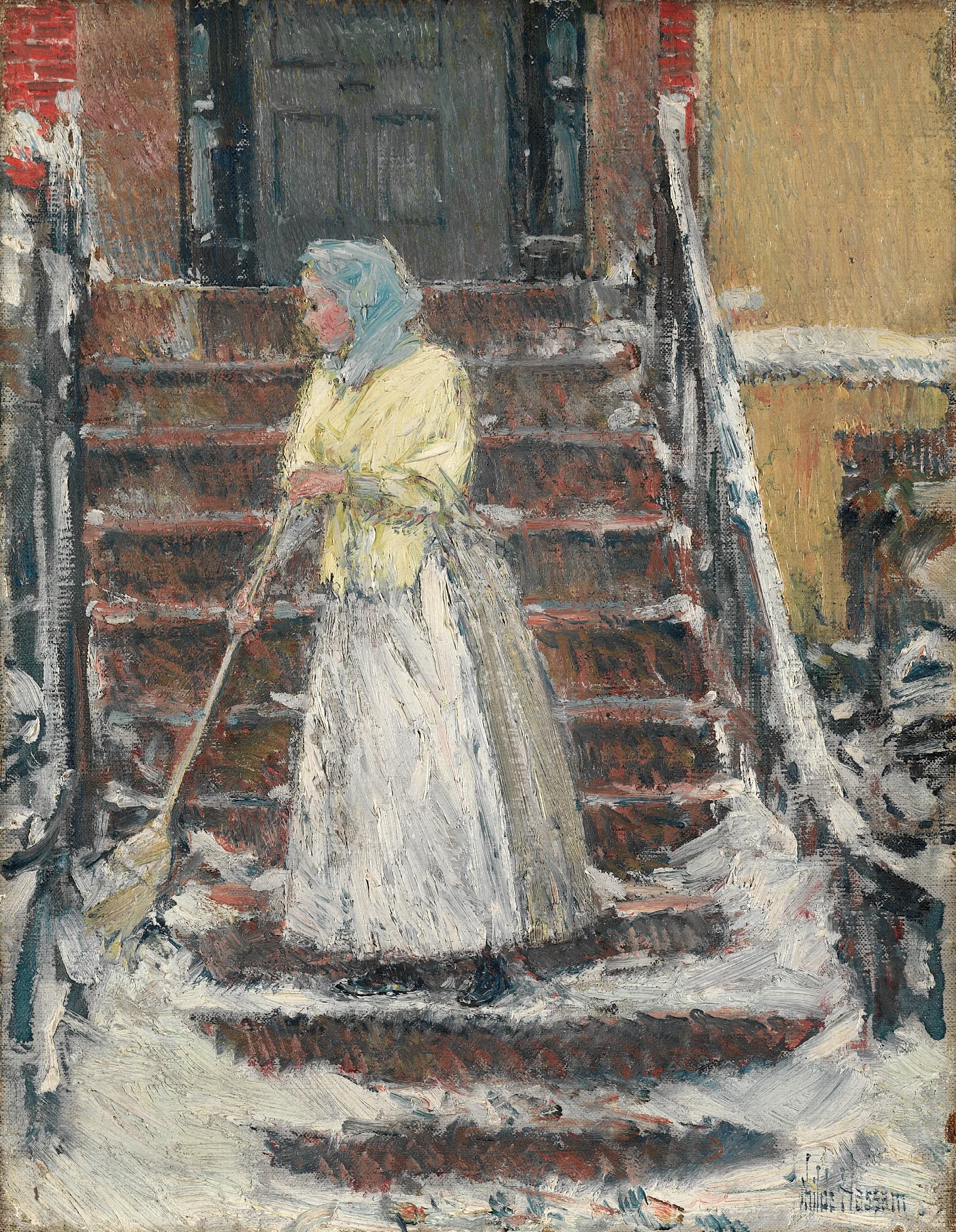 Sweeping Snow Wall Art by Childe Hassam - Canvas Print