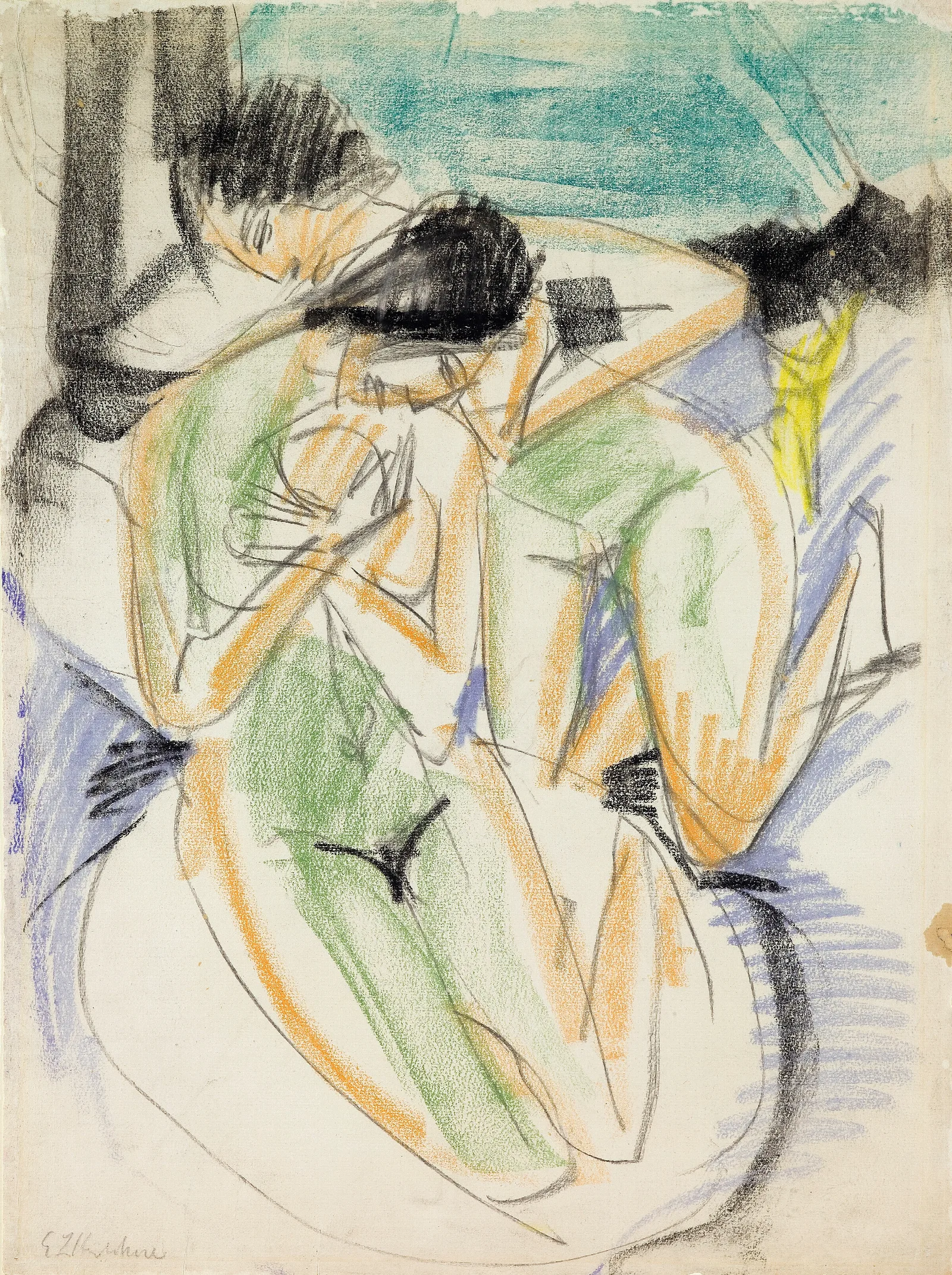Two Nudes Wall Art by Ernst Ludwig Kirchner - Canvas Print