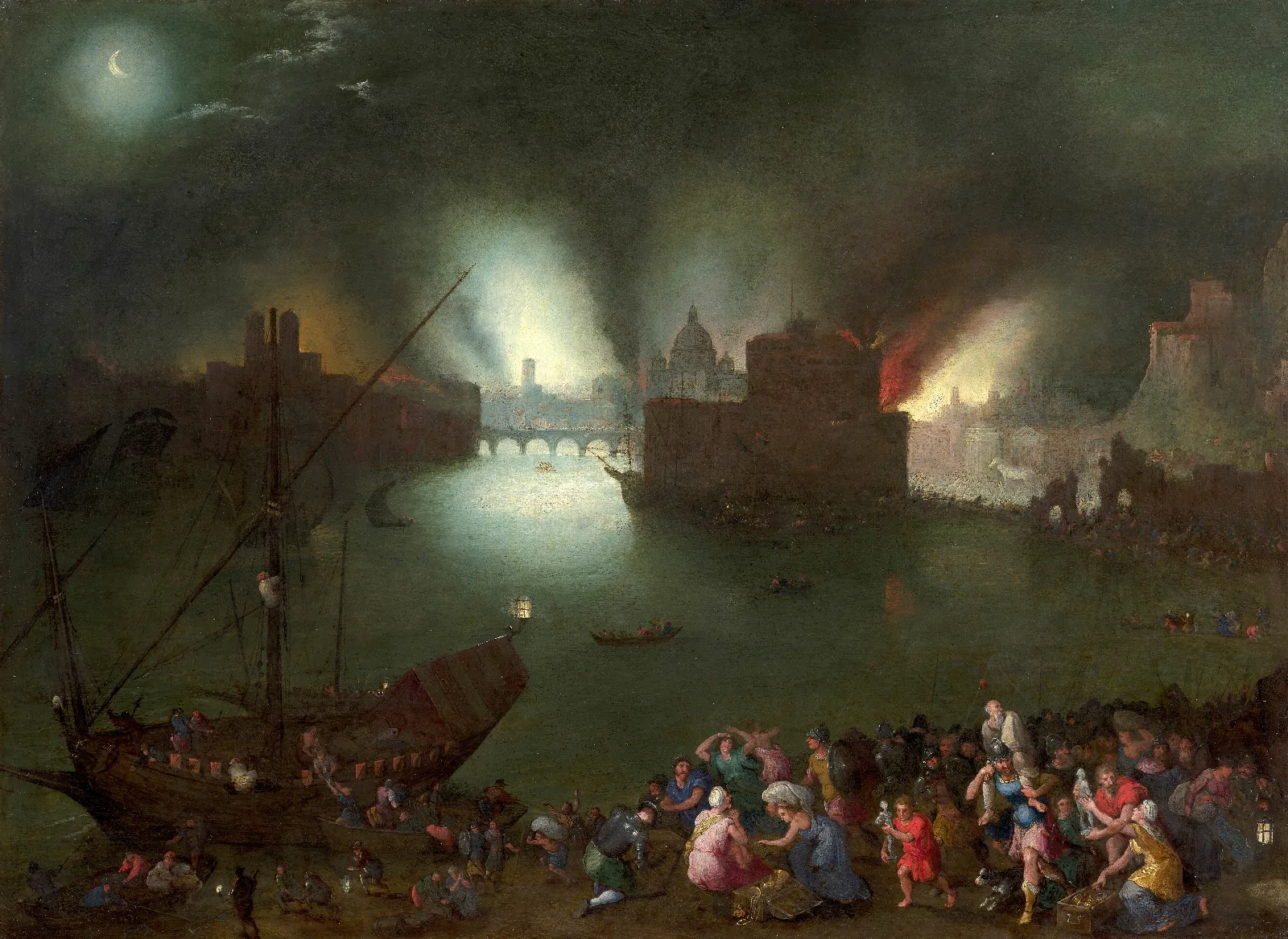 Aeneas Rescuing His Father From The Burning Troy Wall Art by Jan Brueghel The Elder - Canvas Print