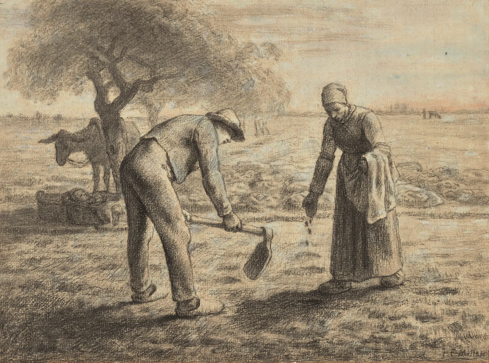 Les Planteurs De Pommes De Terre Wall Art by Jean-François Millet - Canvas Print