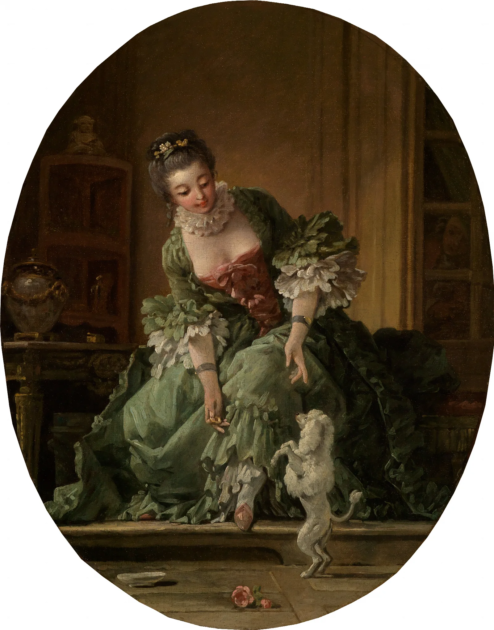 The Docile Puppy Wall Art by François Boucher - Canvas Print
