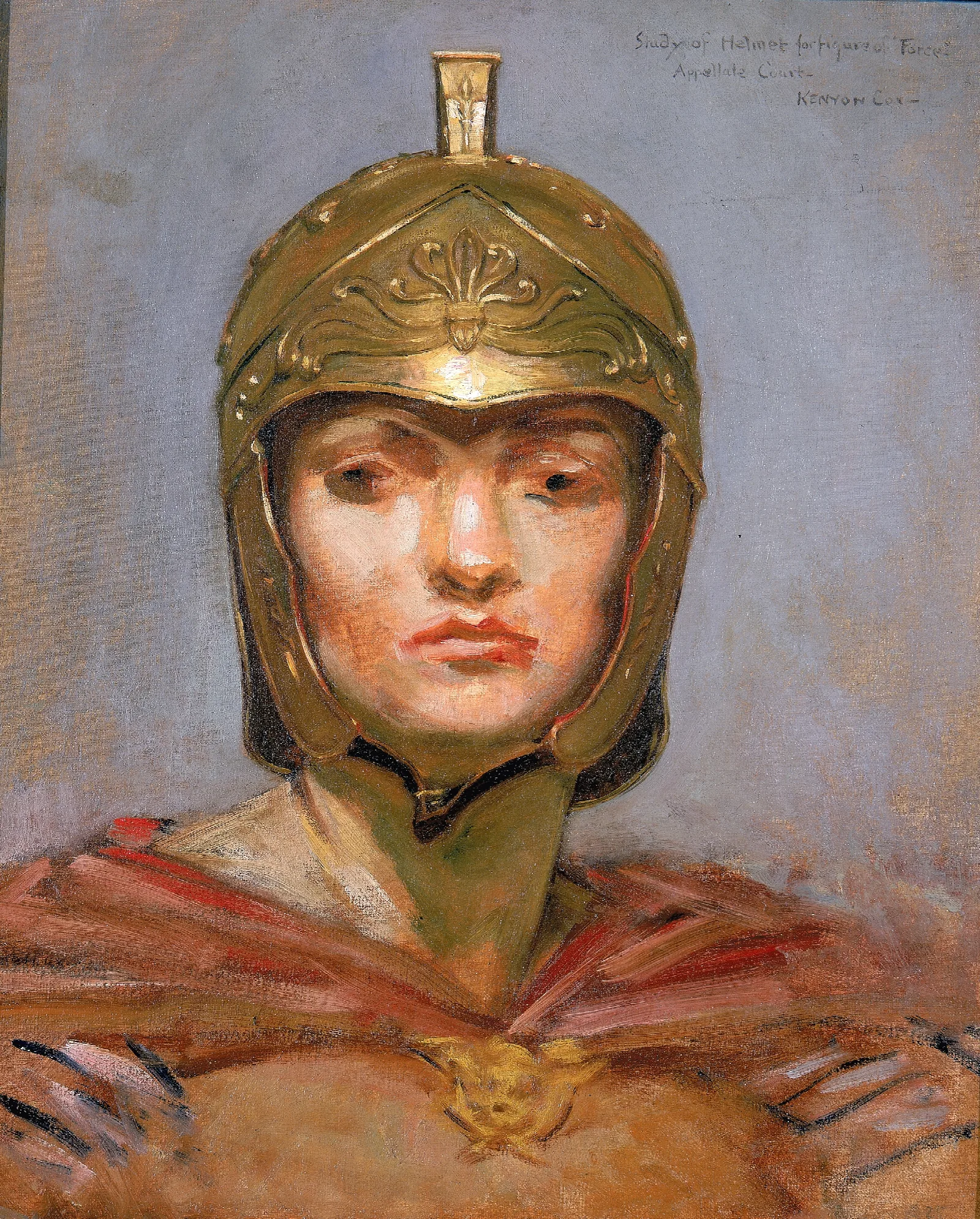 Study For Mural For Appellate Court Building New Yorkstatute Law Helmet For Figure Of Force Wall Art by Kenyon Cox - Canvas Print