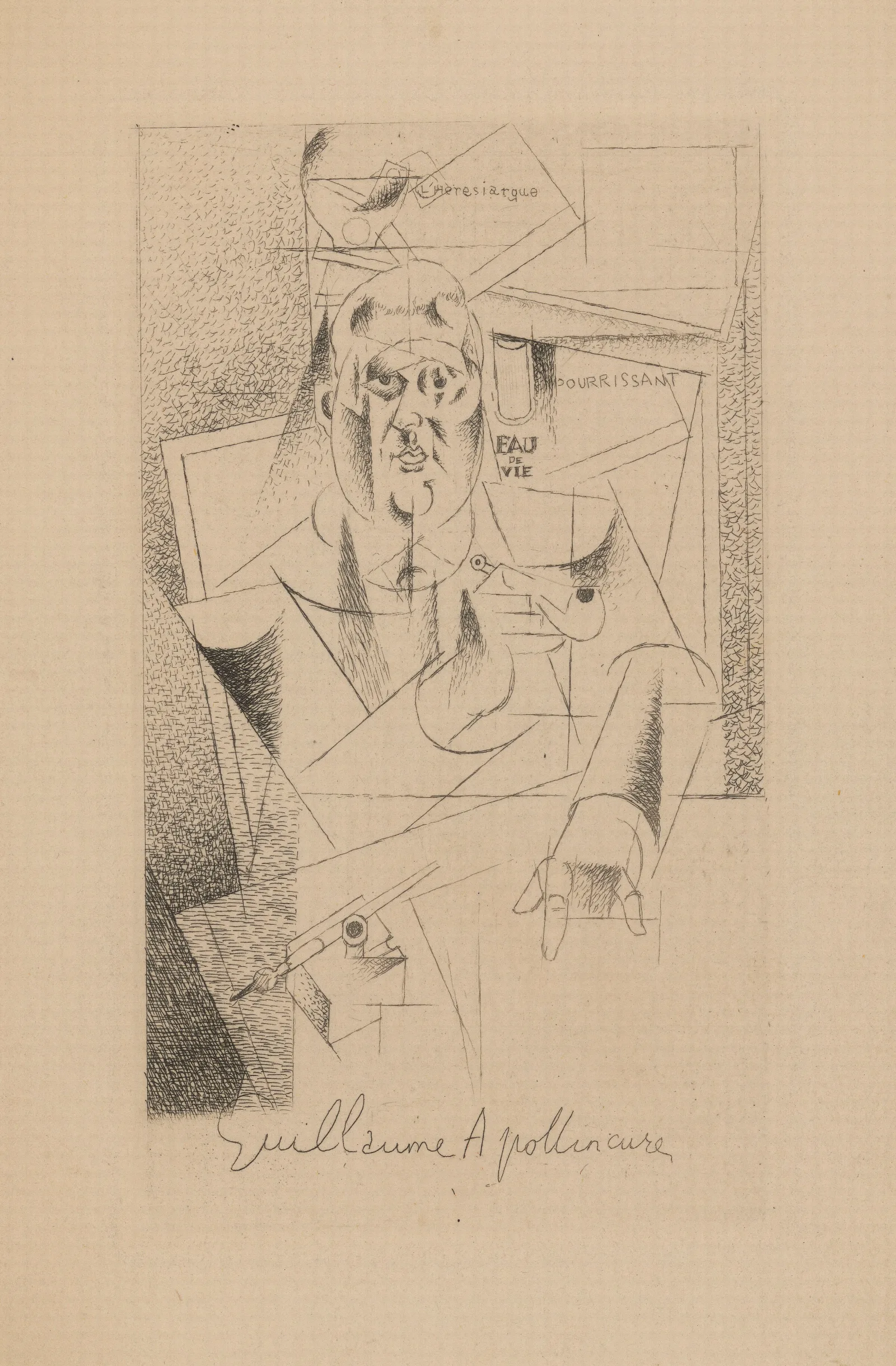 00e Portrait De Guillaume Apollinaire Wall Art by Louis Marcoussis - Canvas Print