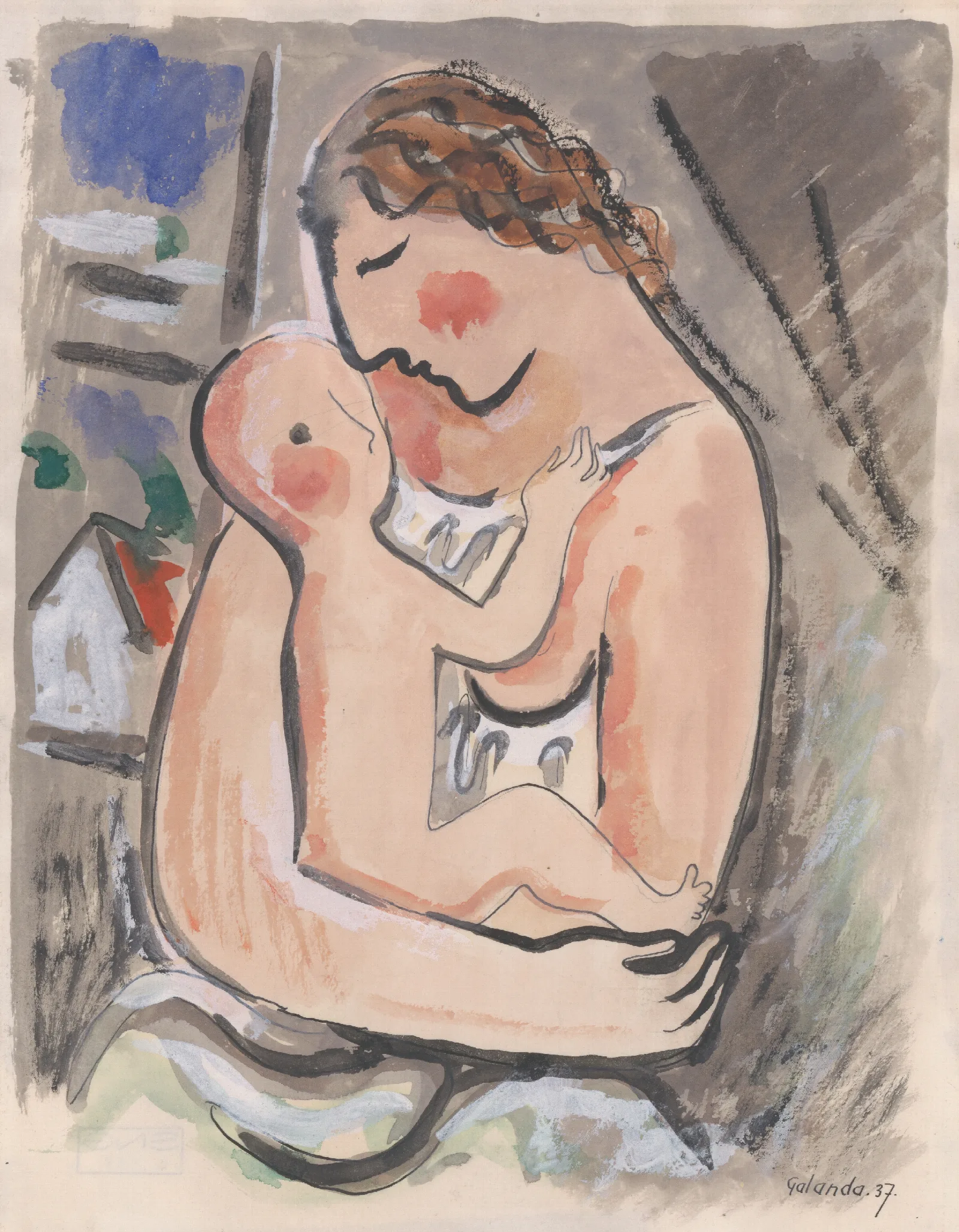 Mother With A Child 5 Wall Art by Mikuláš Galanda - Canvas Print