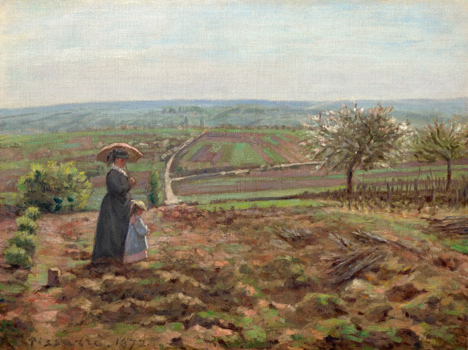 La Route De Rouen Les Hauteurs De Lhautil Pontoise Wall Art by Camille Pissarro - Canvas Print