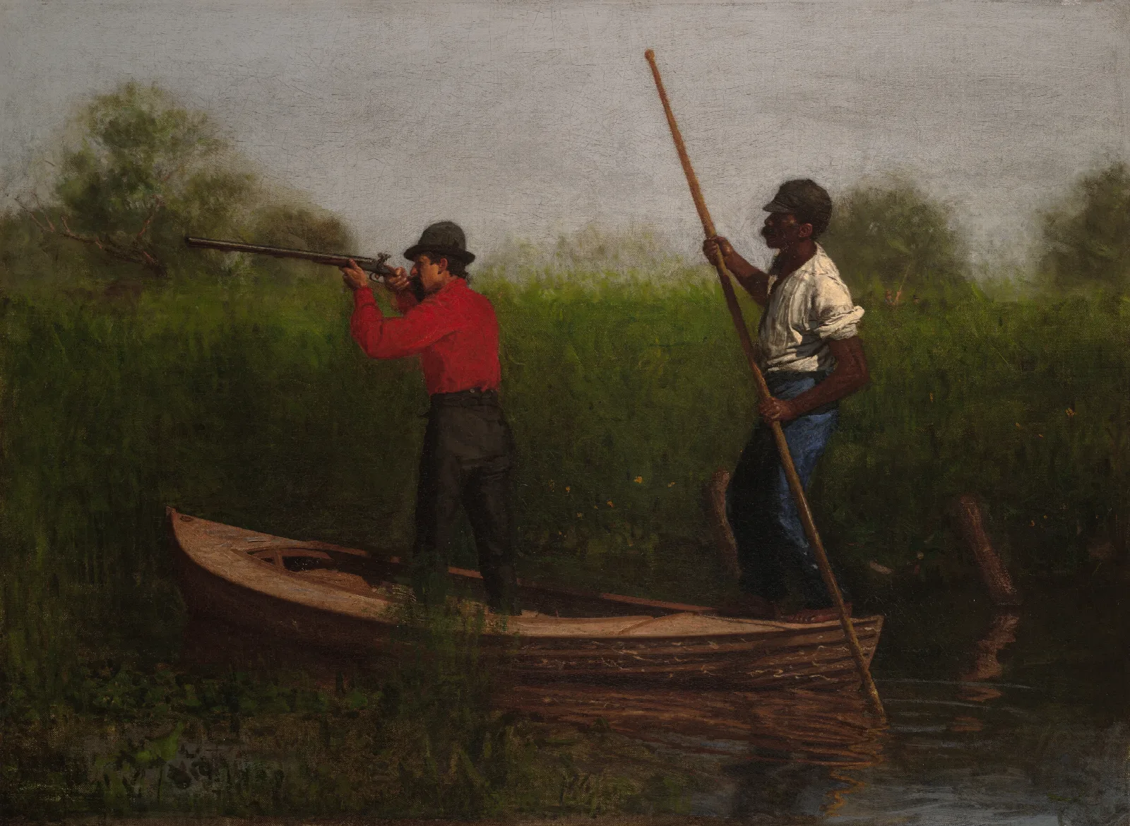 Rail Shooting On The Delaware 2 Wall Art by Thomas Eakins - Canvas Print