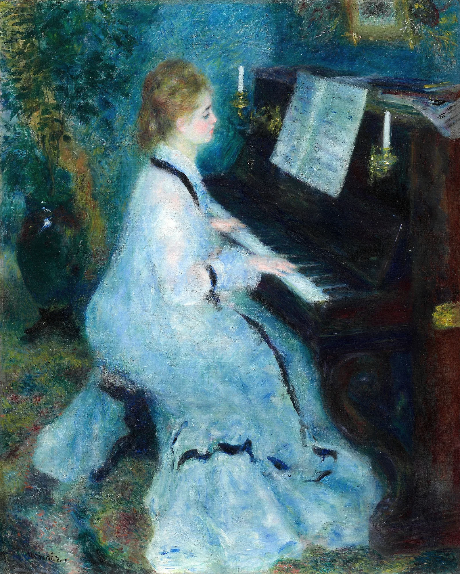 Woman At The Piano Wall Art by Pierre-Auguste Renoir - Canvas Print