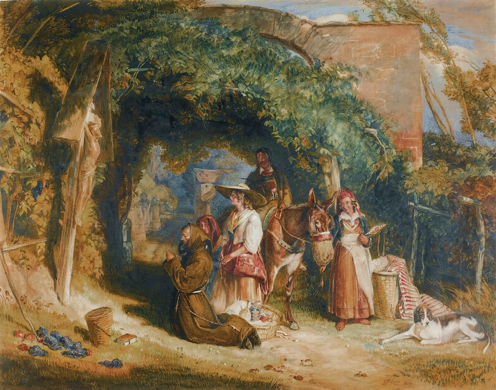 Peasants Of The Italian Tyrol At Their Devotions Wall Art by John Frederick Lewis - Canvas Print