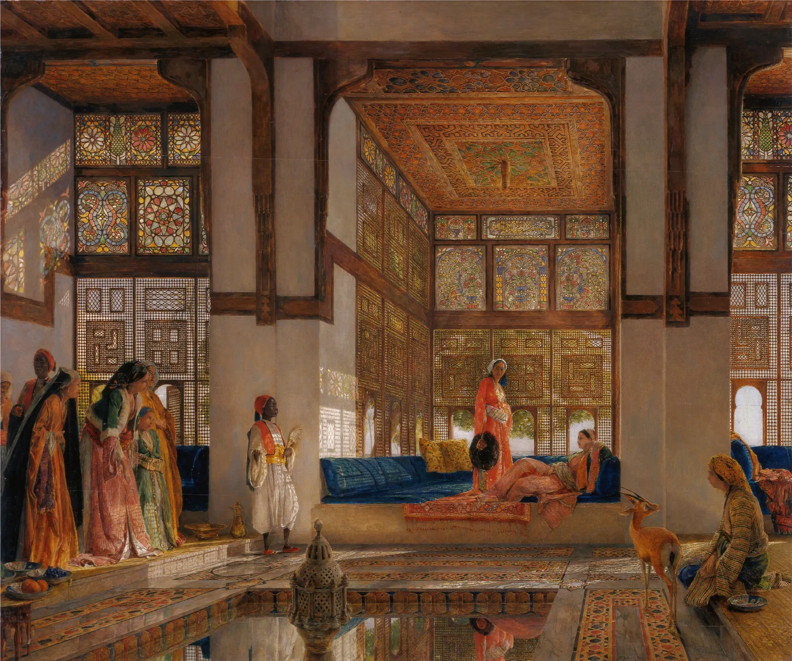 A Lady Receiving Visitors The Reception Wall Art by John Frederick Lewis - Canvas Print