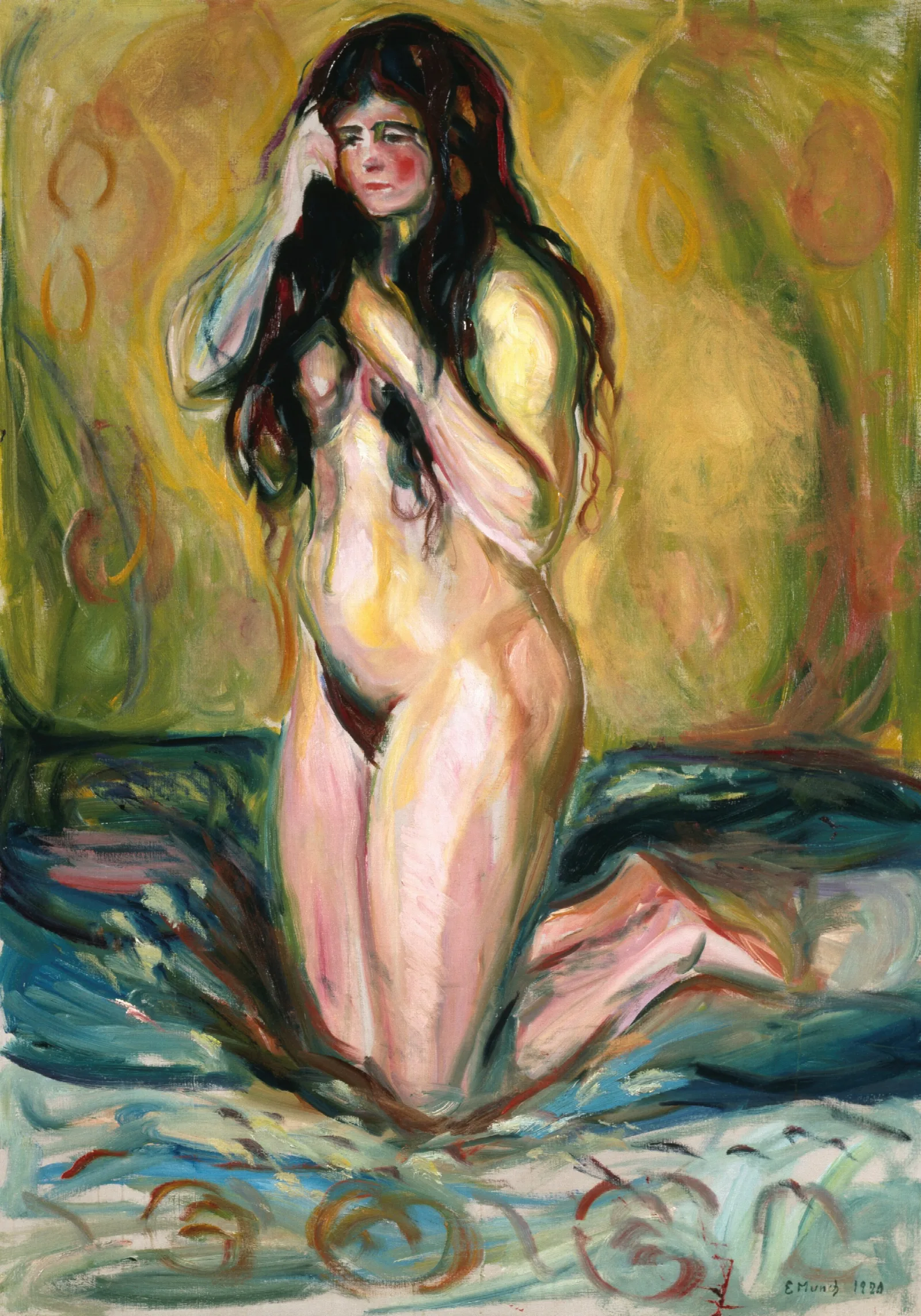 Kneeling Nude 2 Wall Art by Edvard Munch - Canvas Print