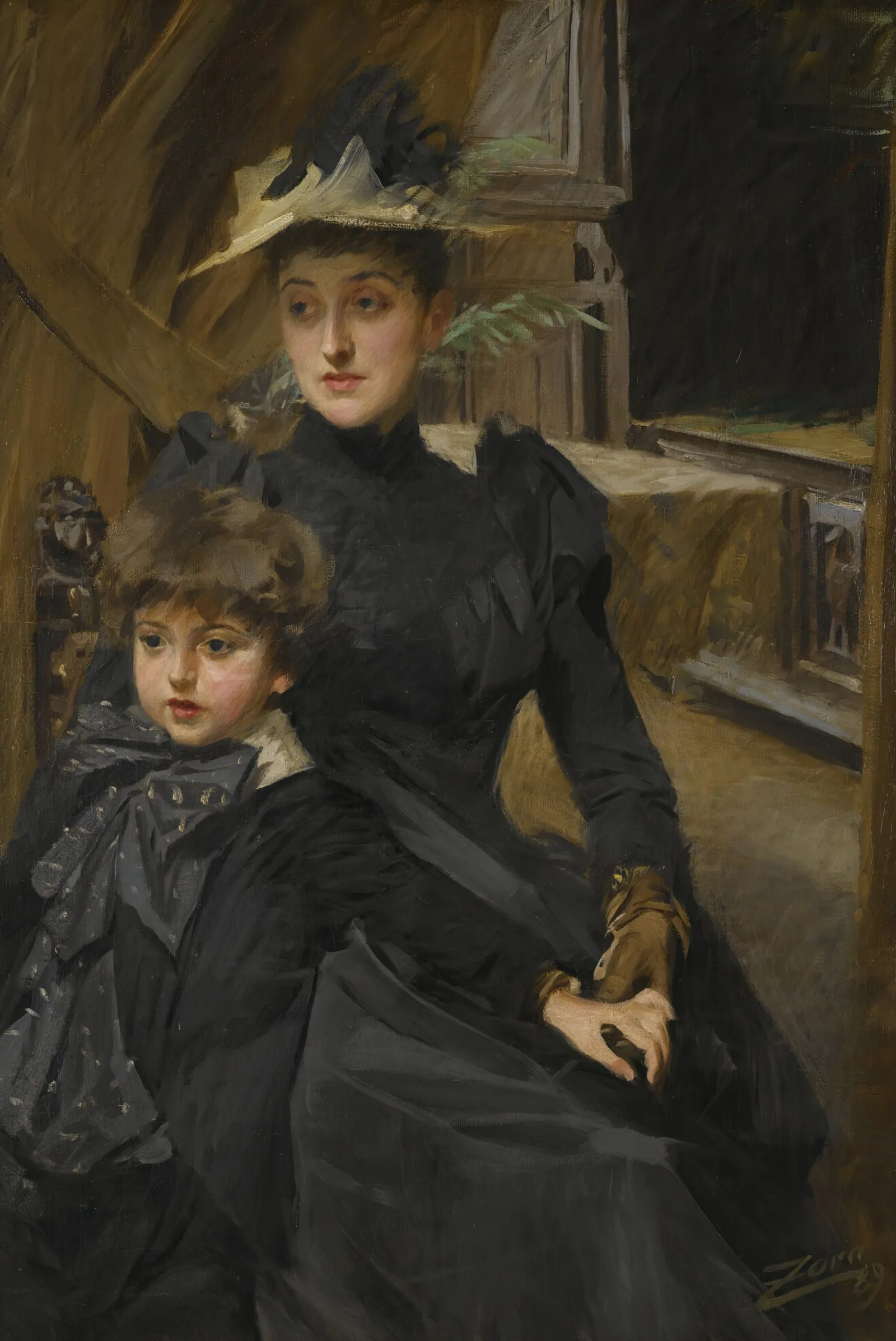 Fru Weguelin Med Son Mrs Weguelin And Her Son Wall Art by Anders Zorn - Canvas Print