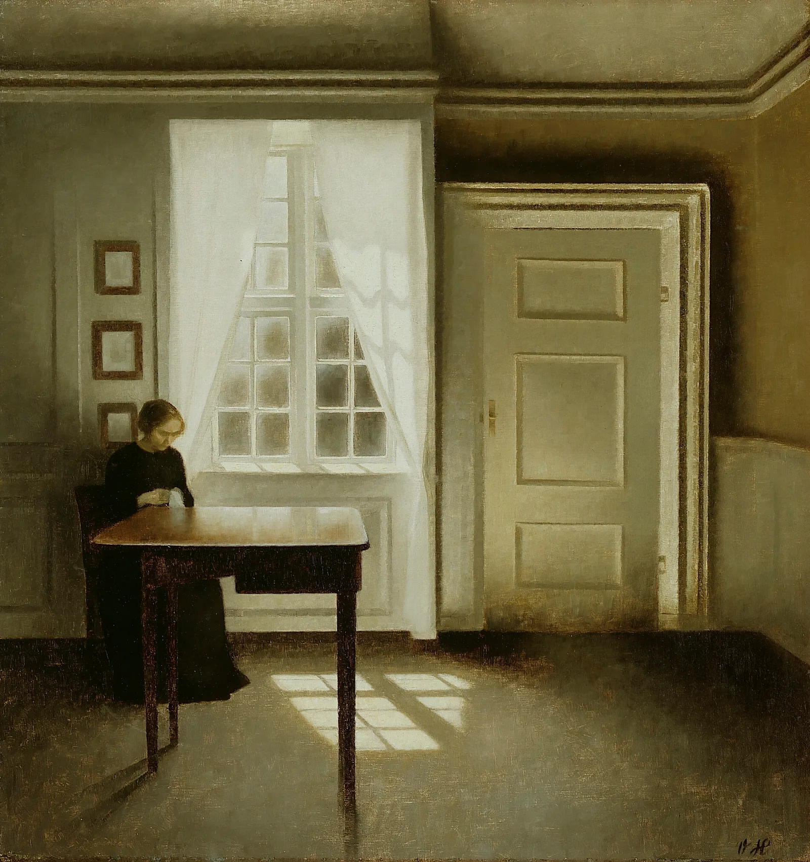 Interior With A Lady Wall Art by Vilhelm Hammershøi - Canvas Print