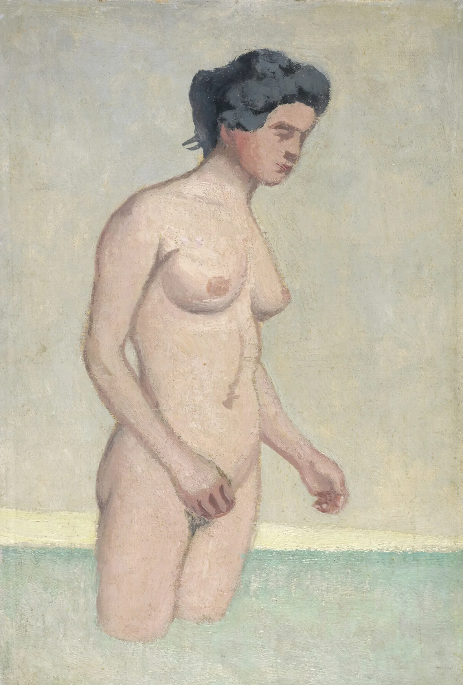 Standing Female Swimmer In Profile Wall Art by Félix Vallotton - Canvas Print