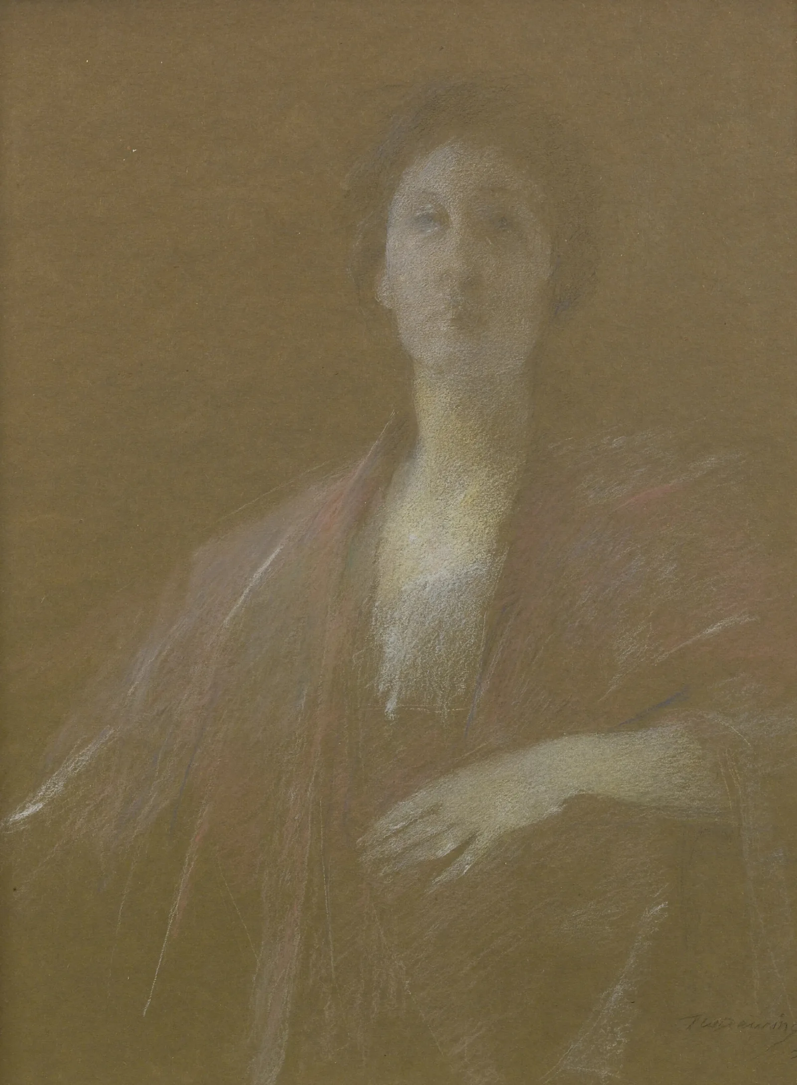 A Reflective Moment Wall Art by Thomas Wilmer Dewing - Canvas Print