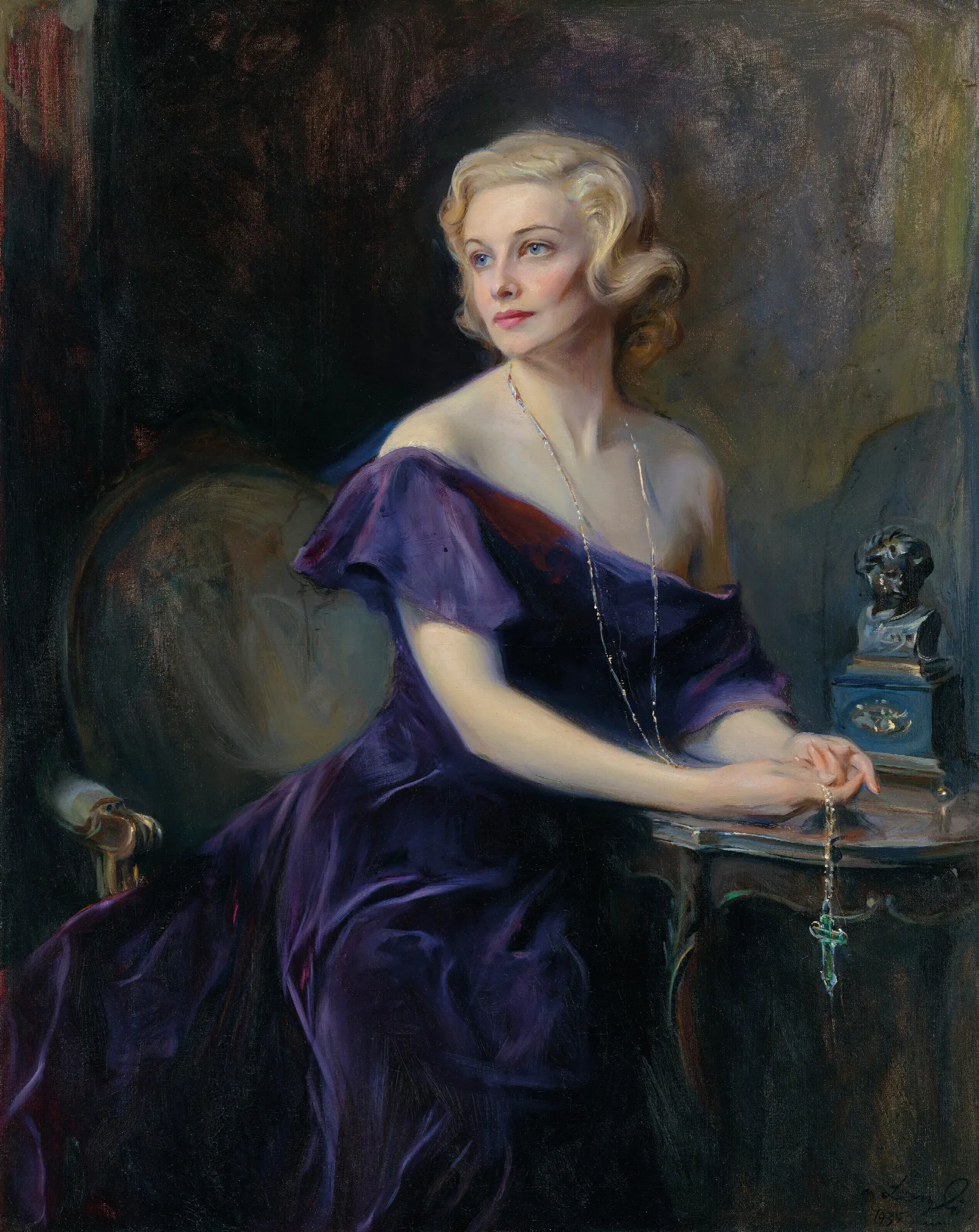 Mrs Philip Astley Nee Madeleine Carroll 1906 1987 Wall Art by Philip Alexius de László - Canvas Print