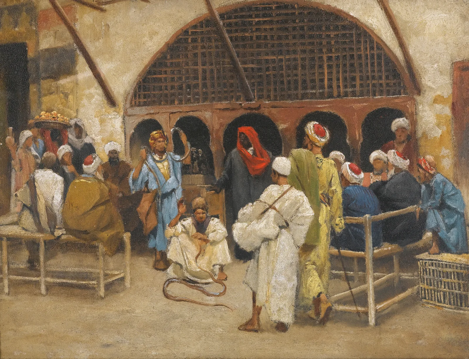The Snake Charmers Wall Art by Ludwig Deutsch - Canvas Print