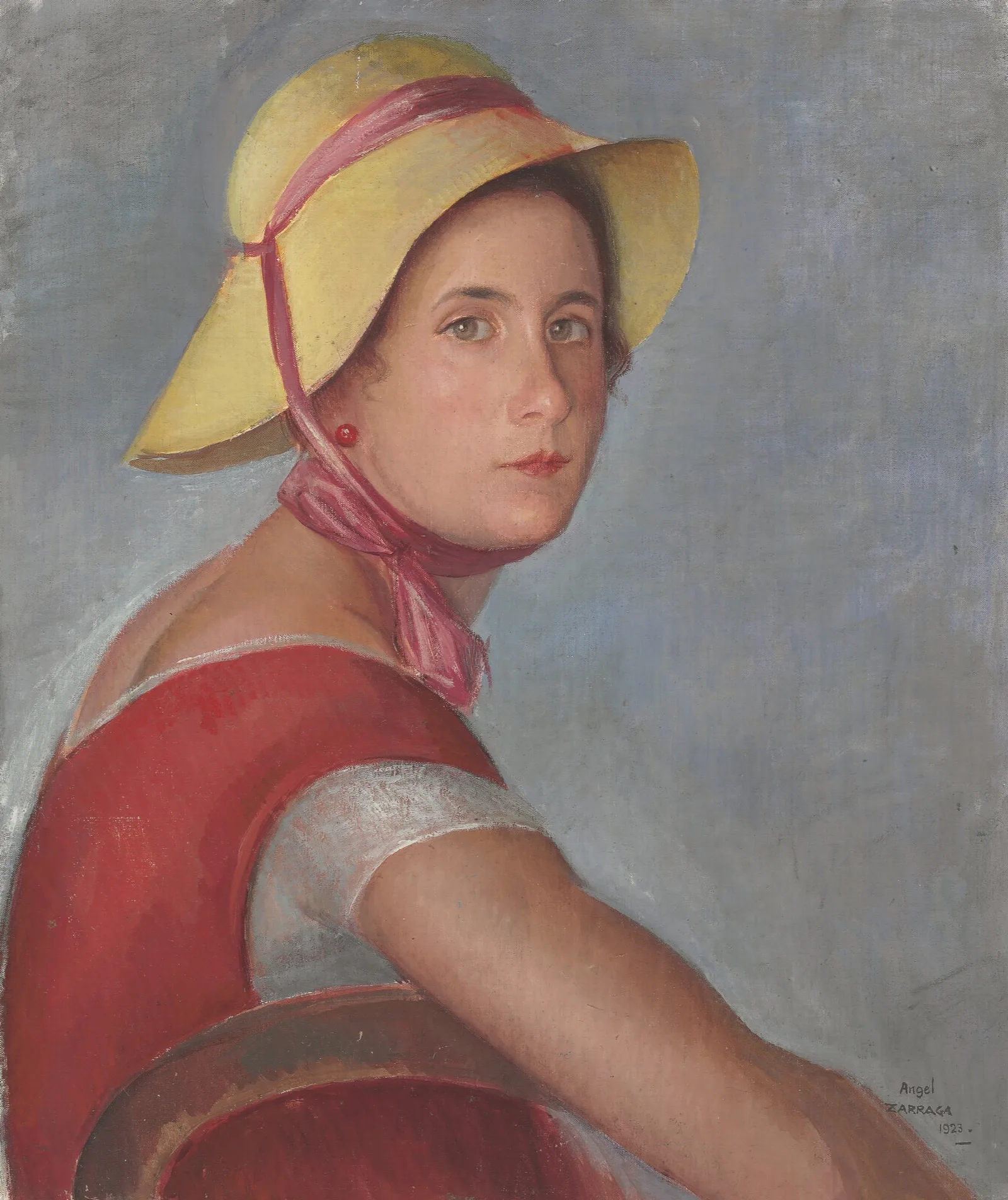 Femme Au Chapeau Portrait Of Jeannette Ivanoff Wall Art by Ángel Zárraga - Canvas Print