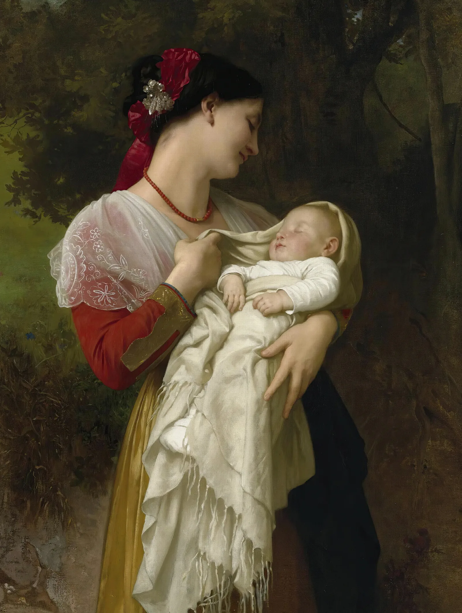 Admiration Maternelle Wall Art by William Bouguereau - Canvas Print