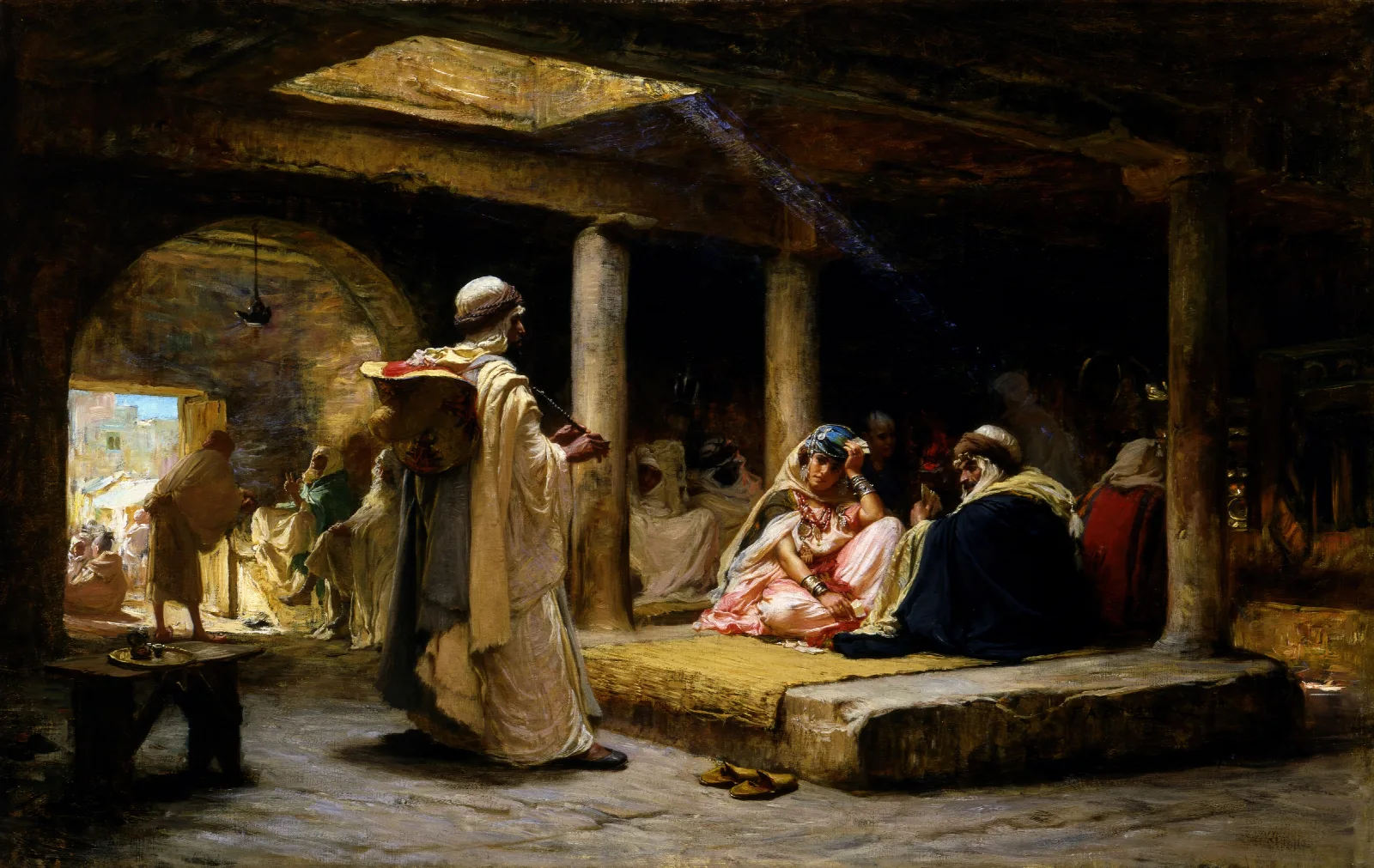 Cafe At Biskra Algeria Wall Art by Frederick Arthur Bridgman - Canvas Print