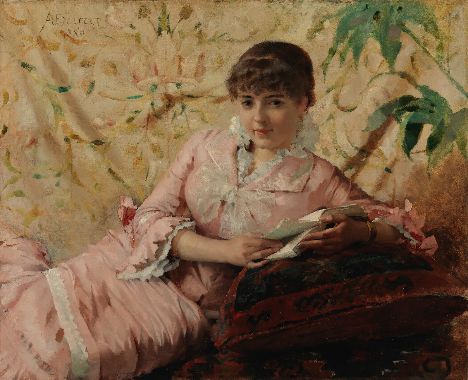 Reading Parisienne Wall Art by Albert Edelfelt - Canvas Print