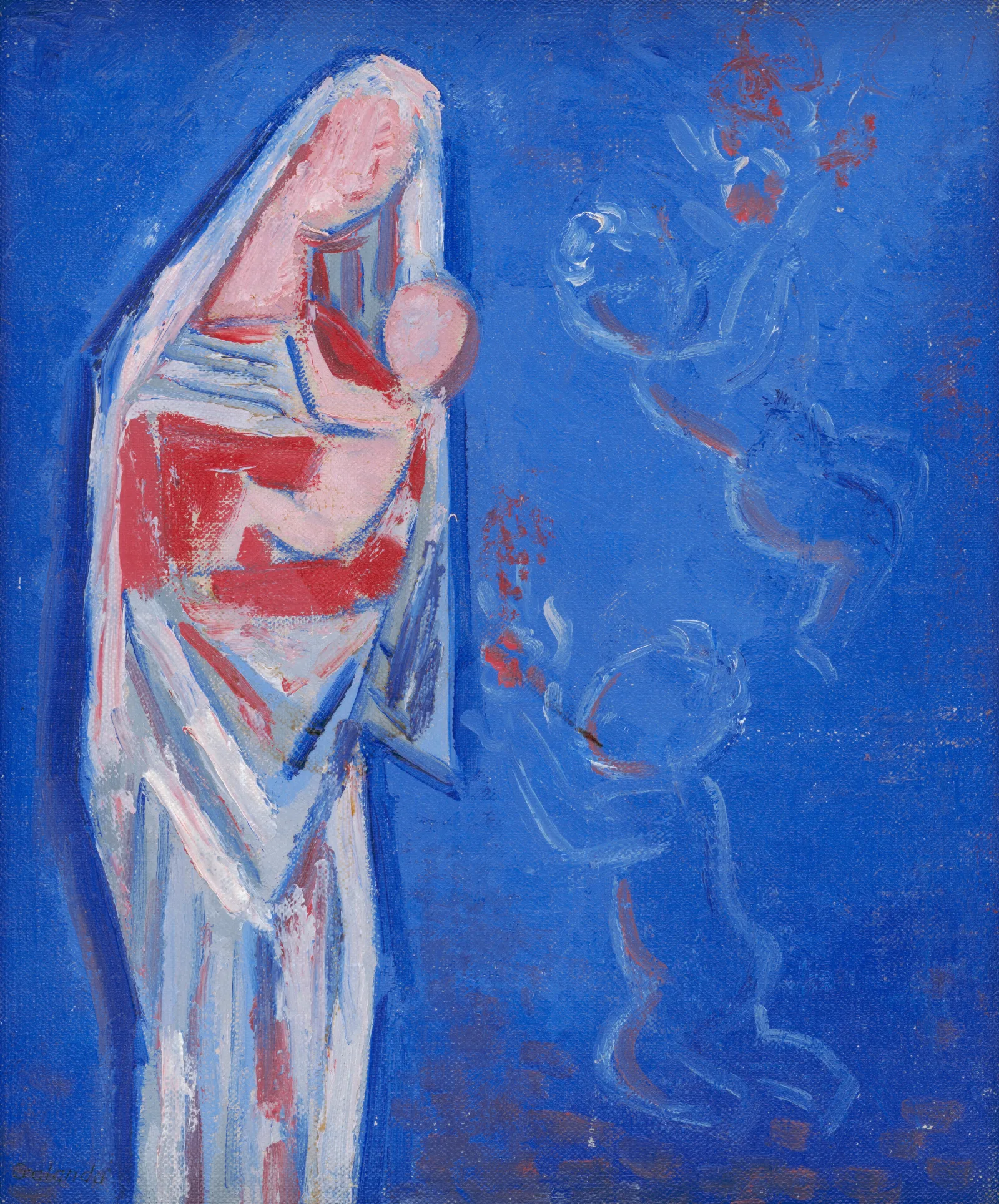 Standing Madonna With An Angel Wall Art by Mikuláš Galanda - Canvas Print