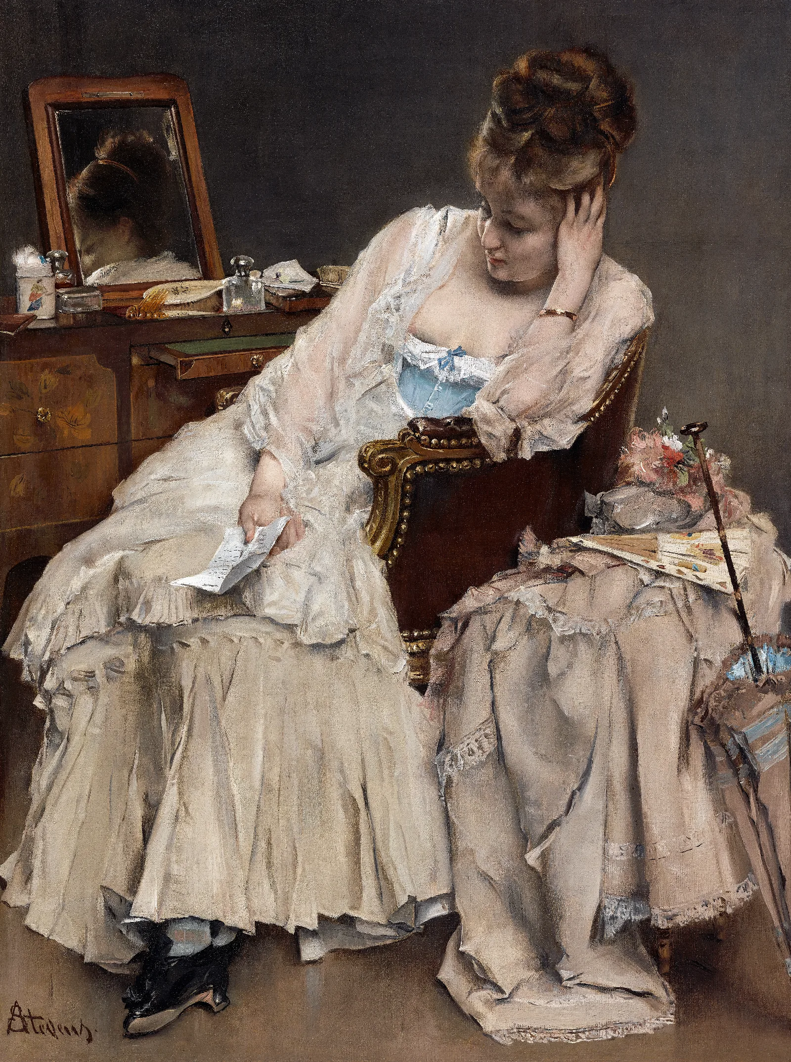 Memories And Regrets Wall Art by Alfred Stevens - Canvas Print