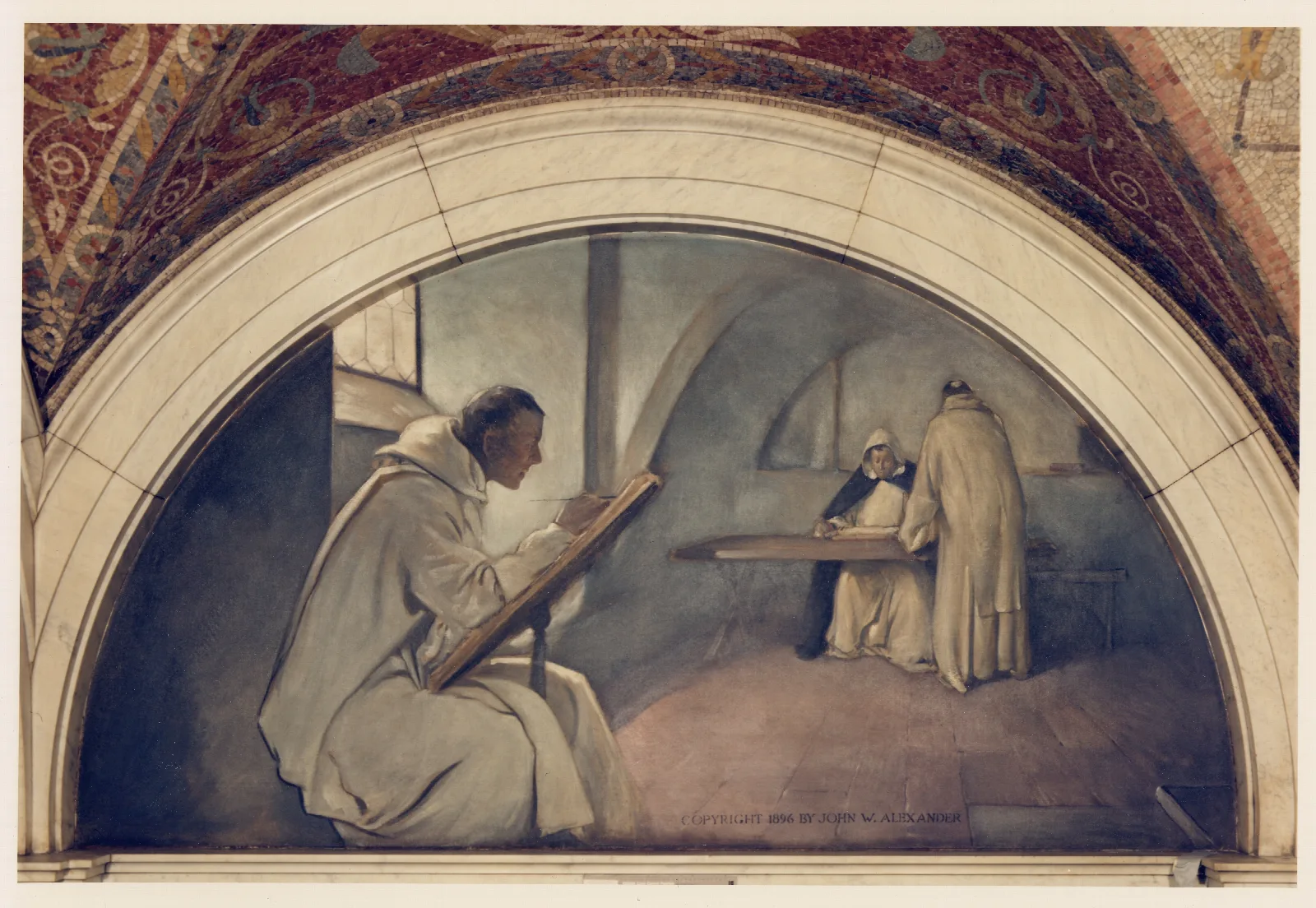 Manuscript Book Mural In Evolution Of The Book Series Wall Art by John White Alexander - Canvas Print