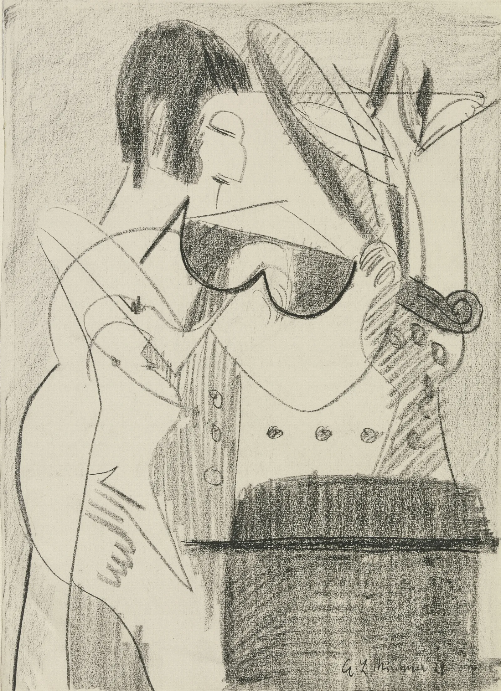 Violinistin Vor Bild Wall Art by Ernst Ludwig Kirchner - Canvas Print