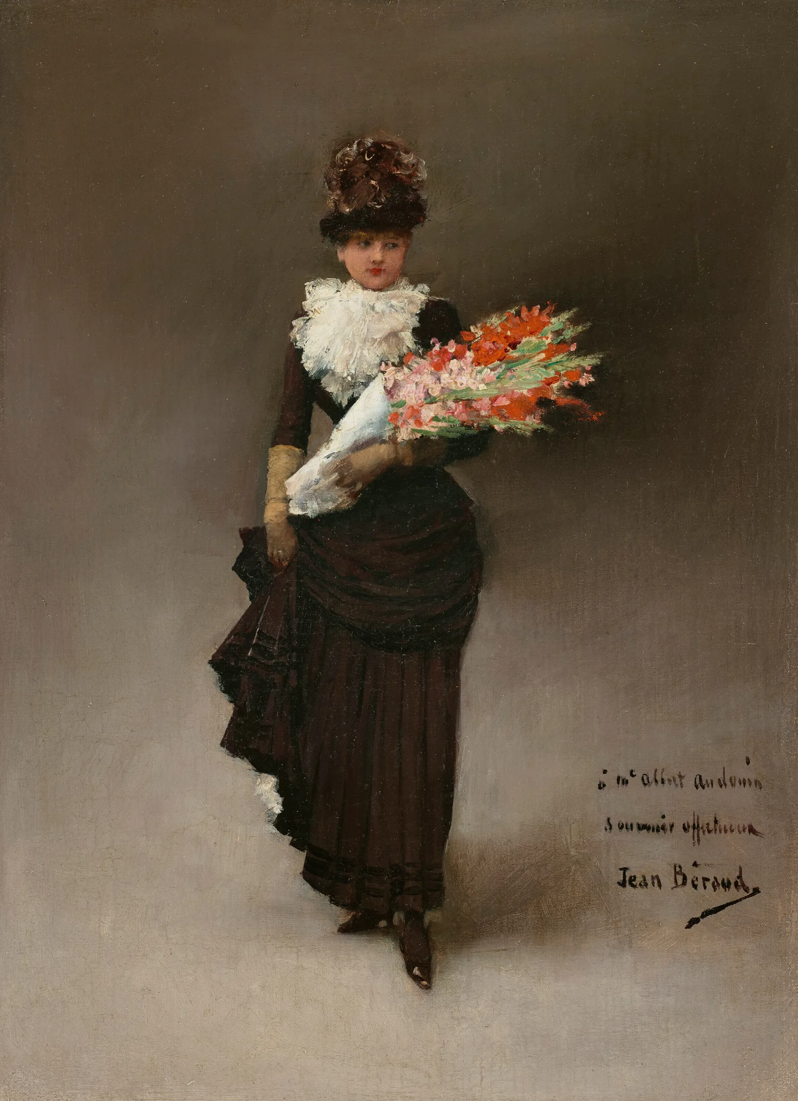 Jeune Femme Au Bouquet De Fleurs Wall Art by Jean Béraud - Canvas Print