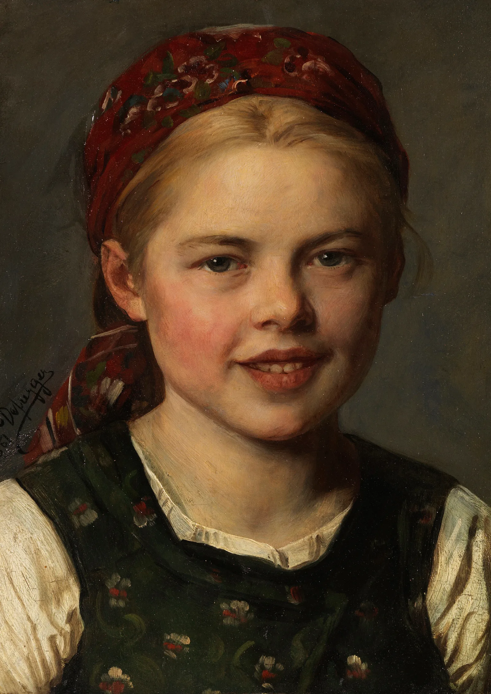 Dirndl Mit Kappe Wall Art by Franz von Defregger - Canvas Print