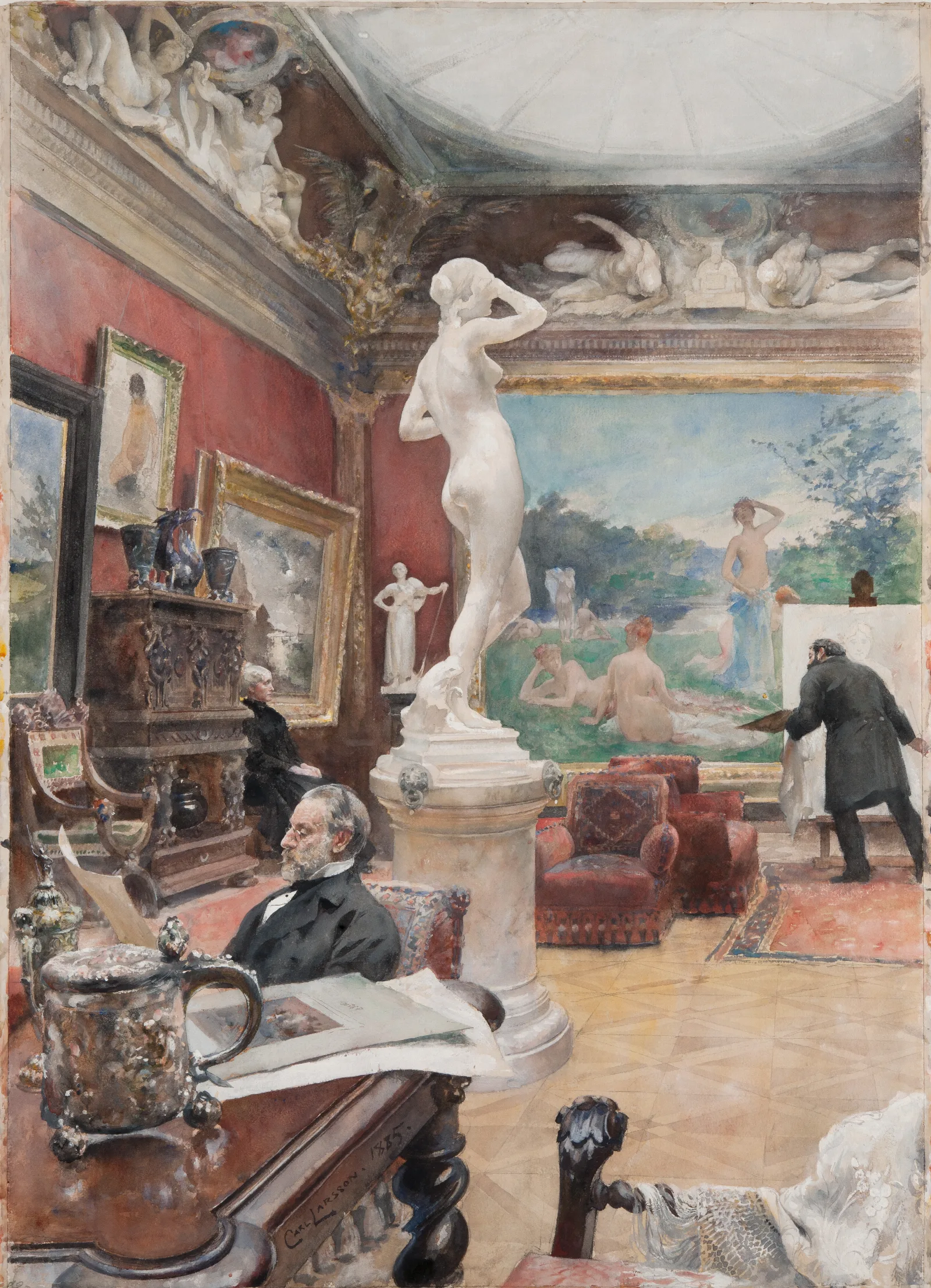 Interior Of The Furstenberg Gallery Wall Art by Carl Larsson - Canvas Print