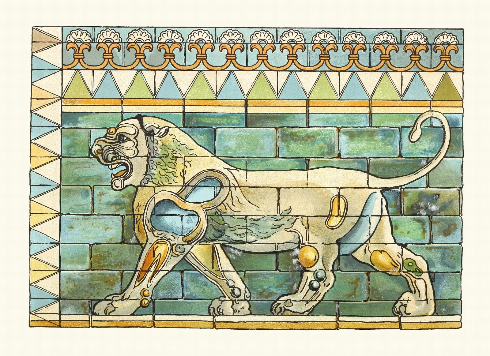 Portion Of The Lions Frieze Ffrom The Ancient Persian Palace At Susa Wall Art by James Ward - Canvas Print