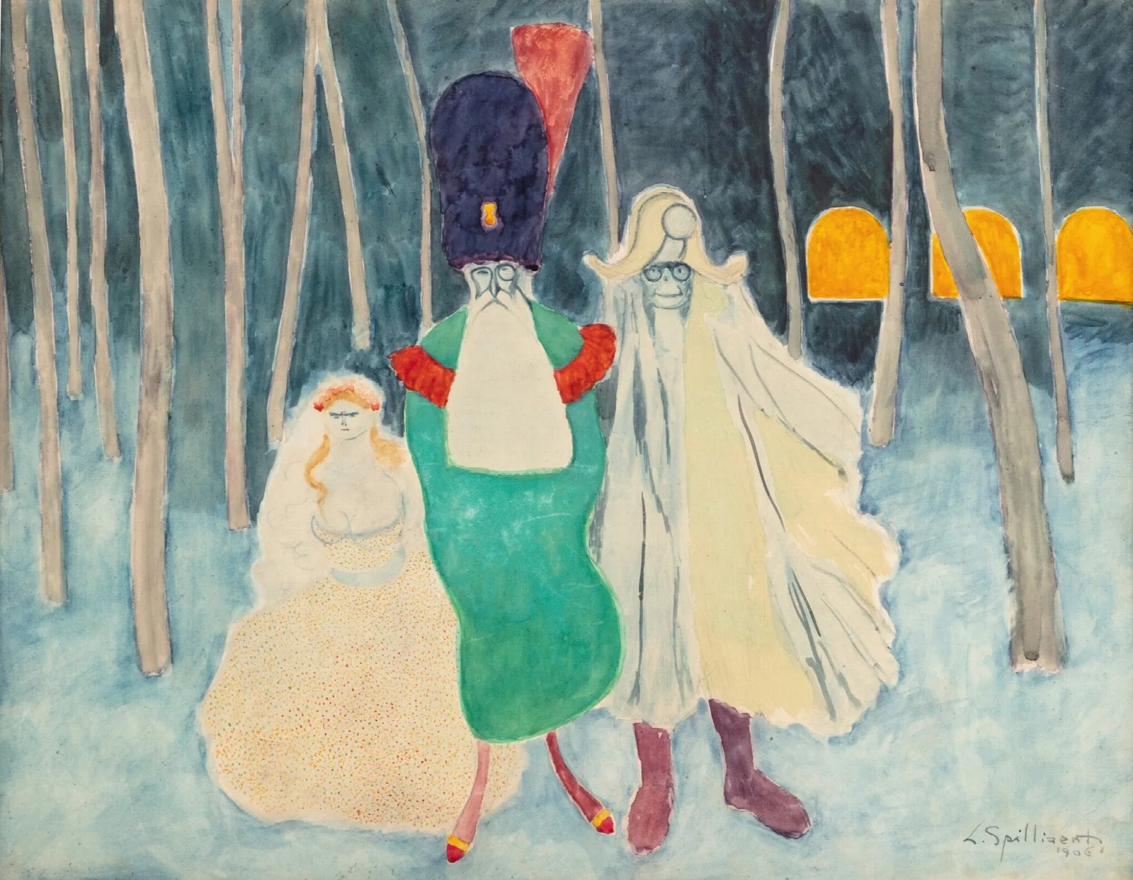 Mascarade Leopold Ii Napoleon Et La Bouquetiere Wall Art by Léon Spilliaert - Canvas Print