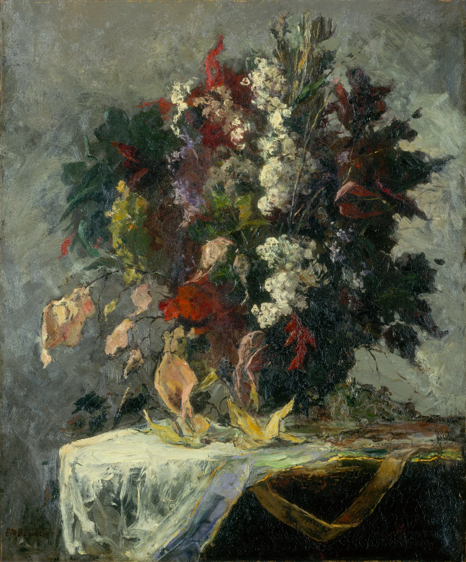Figurative Floral Still Life by Edward Mitchell Bannister (1891) Wall Art by Edward Mitchell Bannister - Canvas Print