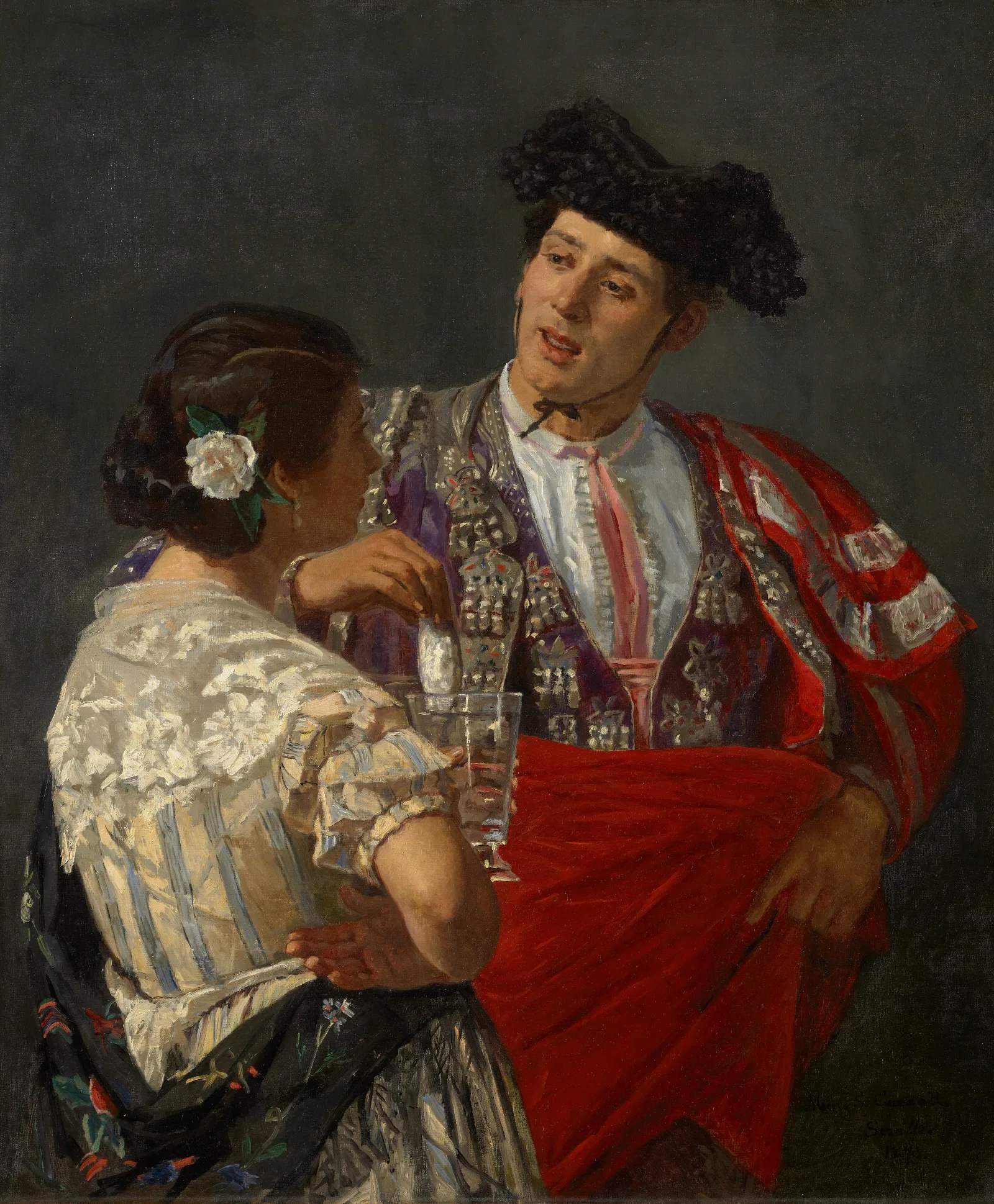 Offering The Panal To The Bullfighter Wall Art by Mary Cassatt - Canvas Print