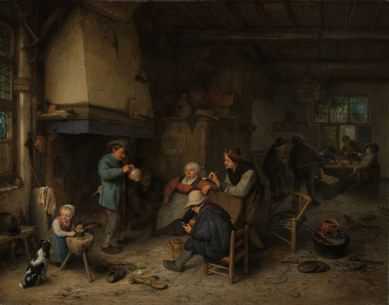Peasants In An Interior Wall Art by Adriaen van Ostade - Canvas Print