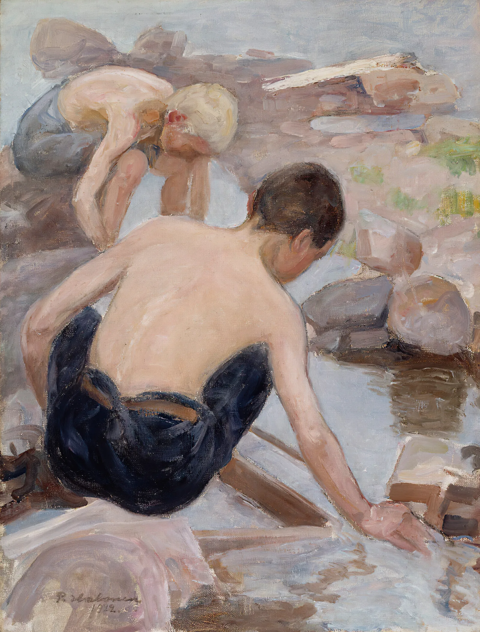 Two Boys On The Shore Wall Art by Pekka Halonen - Canvas Print