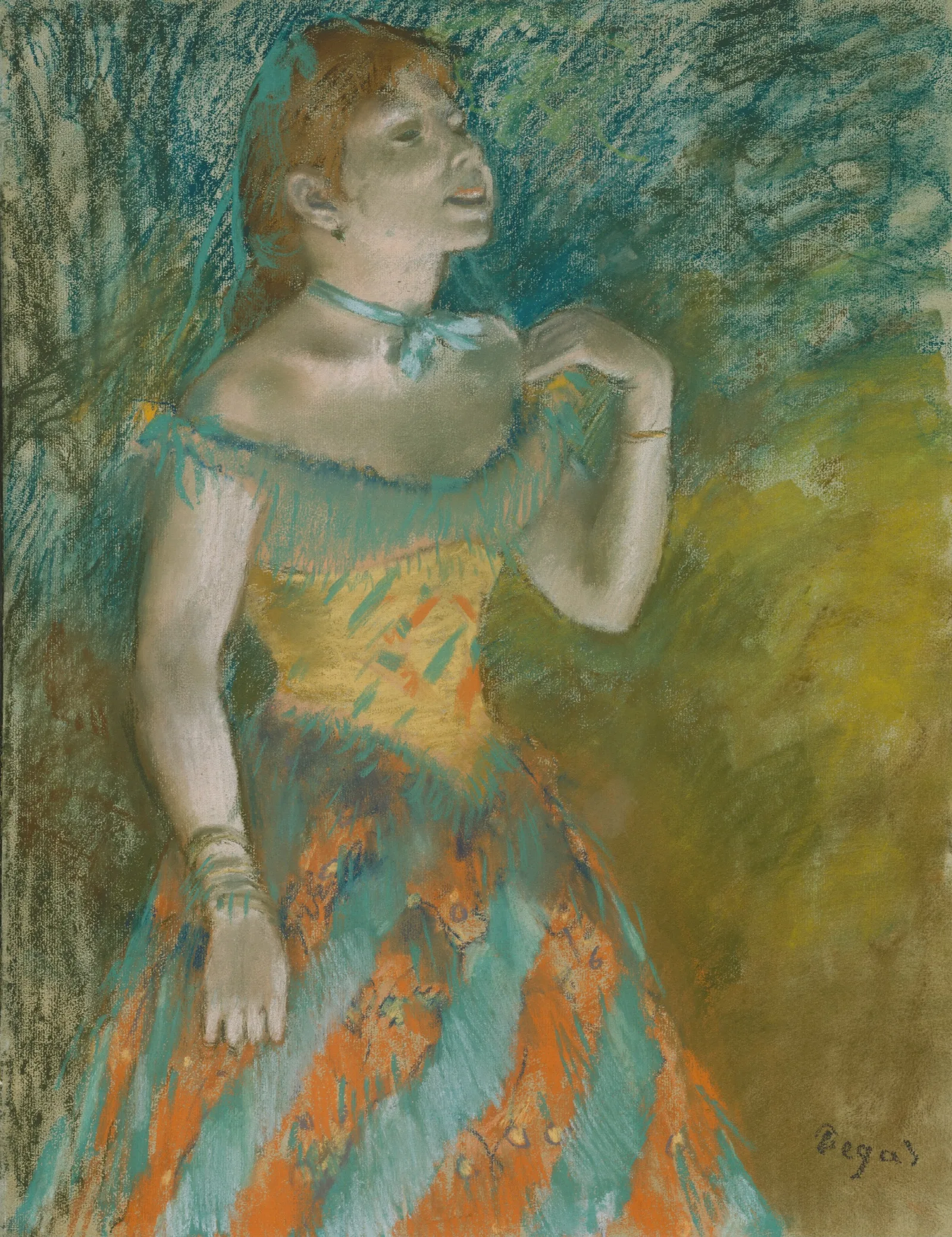 The Singer In Green Wall Art by Edgar Degas - Canvas Print