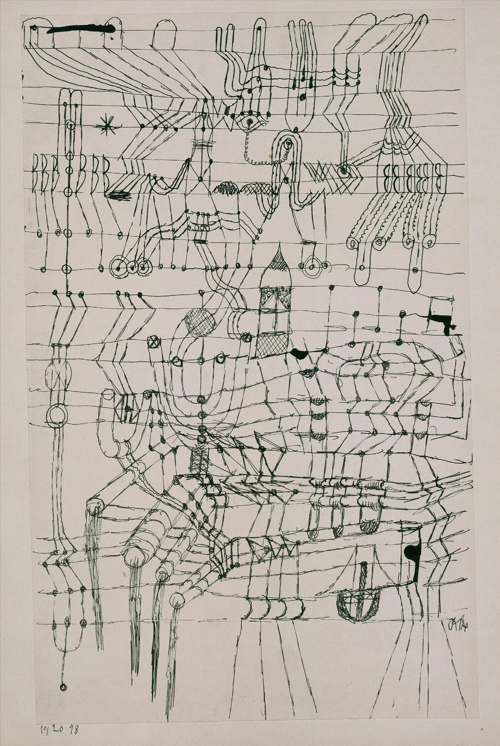 Drawing Knotted In The Manner Of A Net Wall Art by Paul Klee - Canvas Print